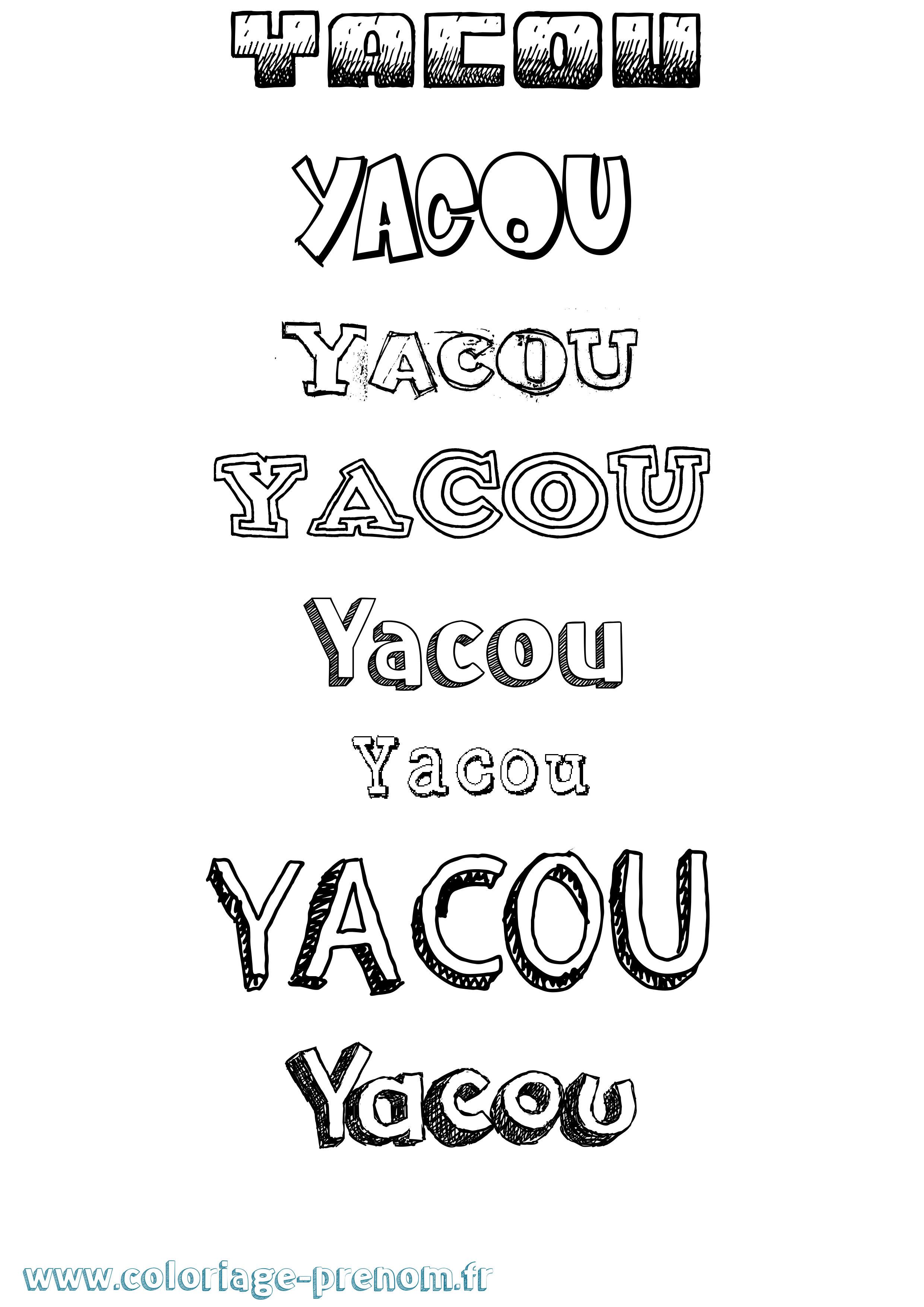 Coloriage Yacou Dessiné Coloriage prénom Yacou Dessiné
