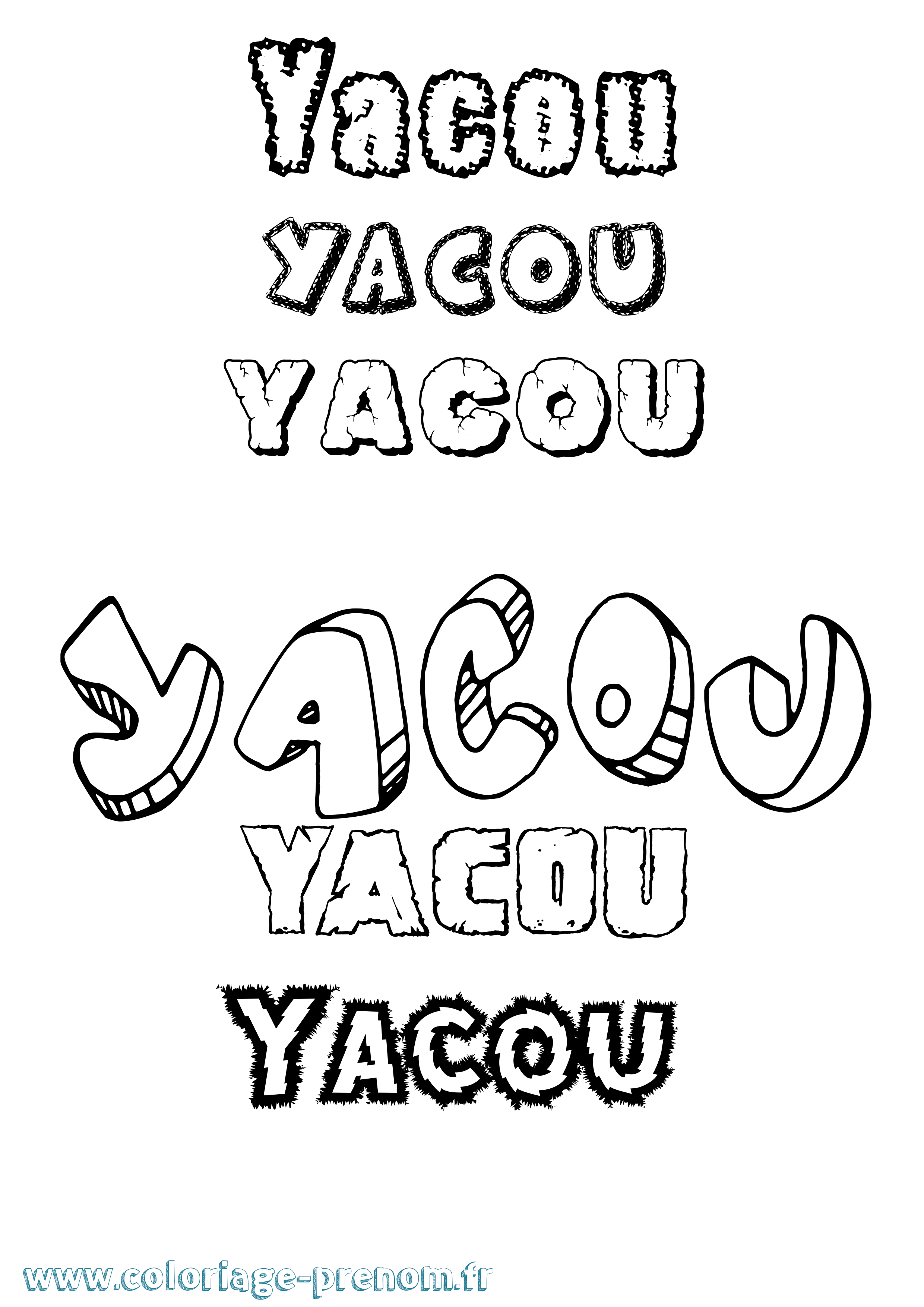 Coloriage Yacou Destructuré Coloriage prénom Yacou Destructuré