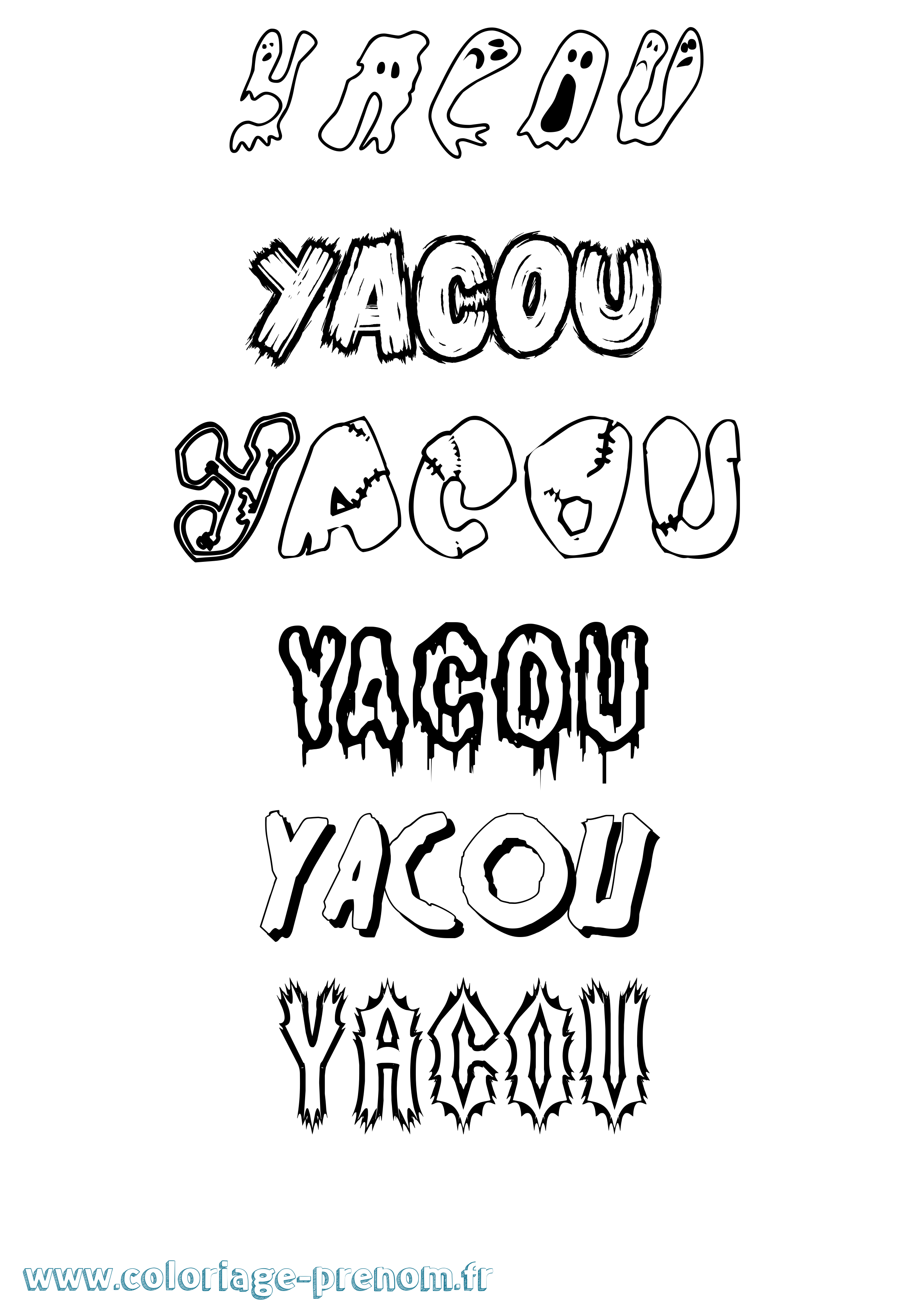 Coloriage Yacou Frisson Coloriage prénom Yacou Frisson