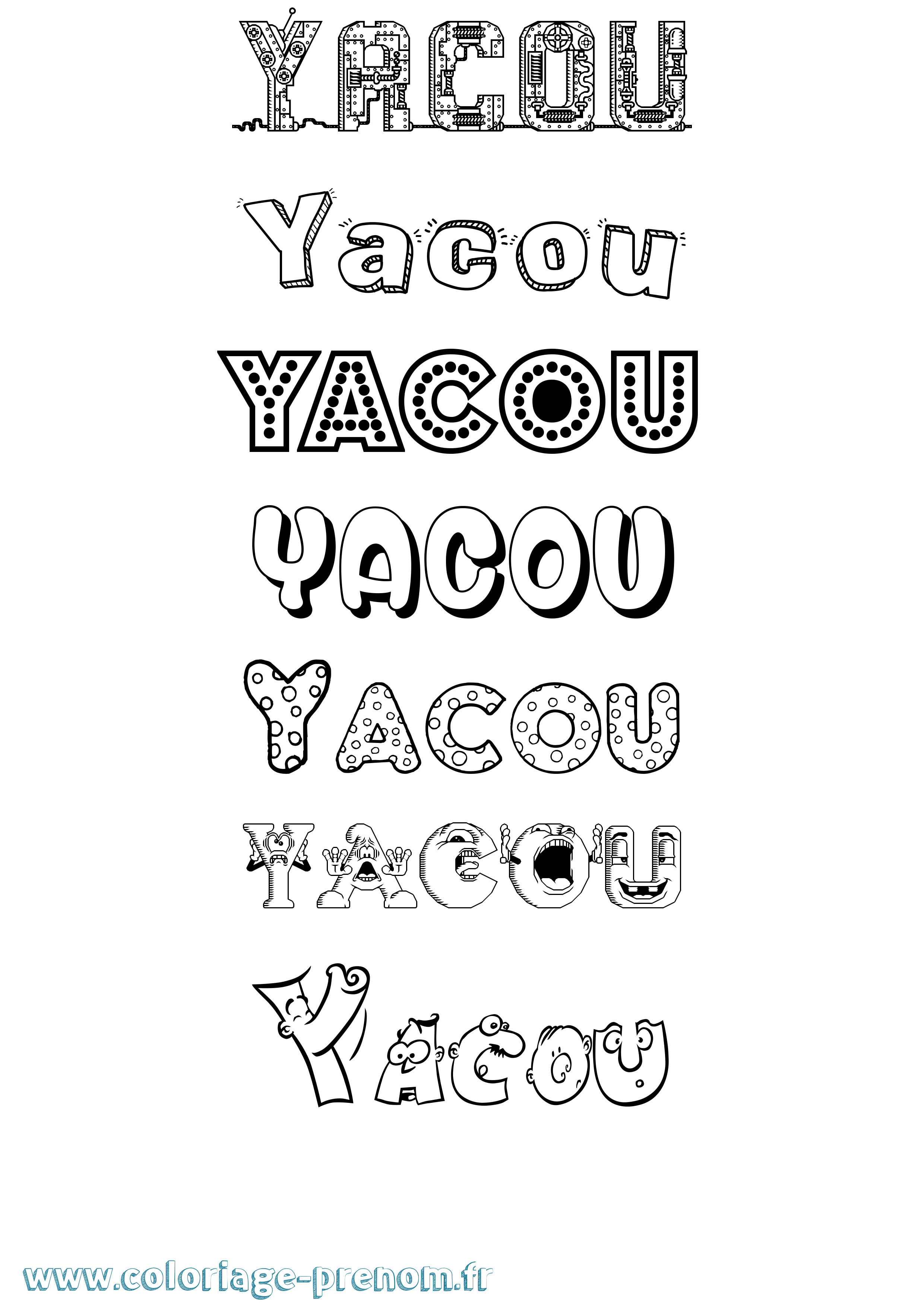 Coloriage Yacou Fun Coloriage prénom Yacou Fun