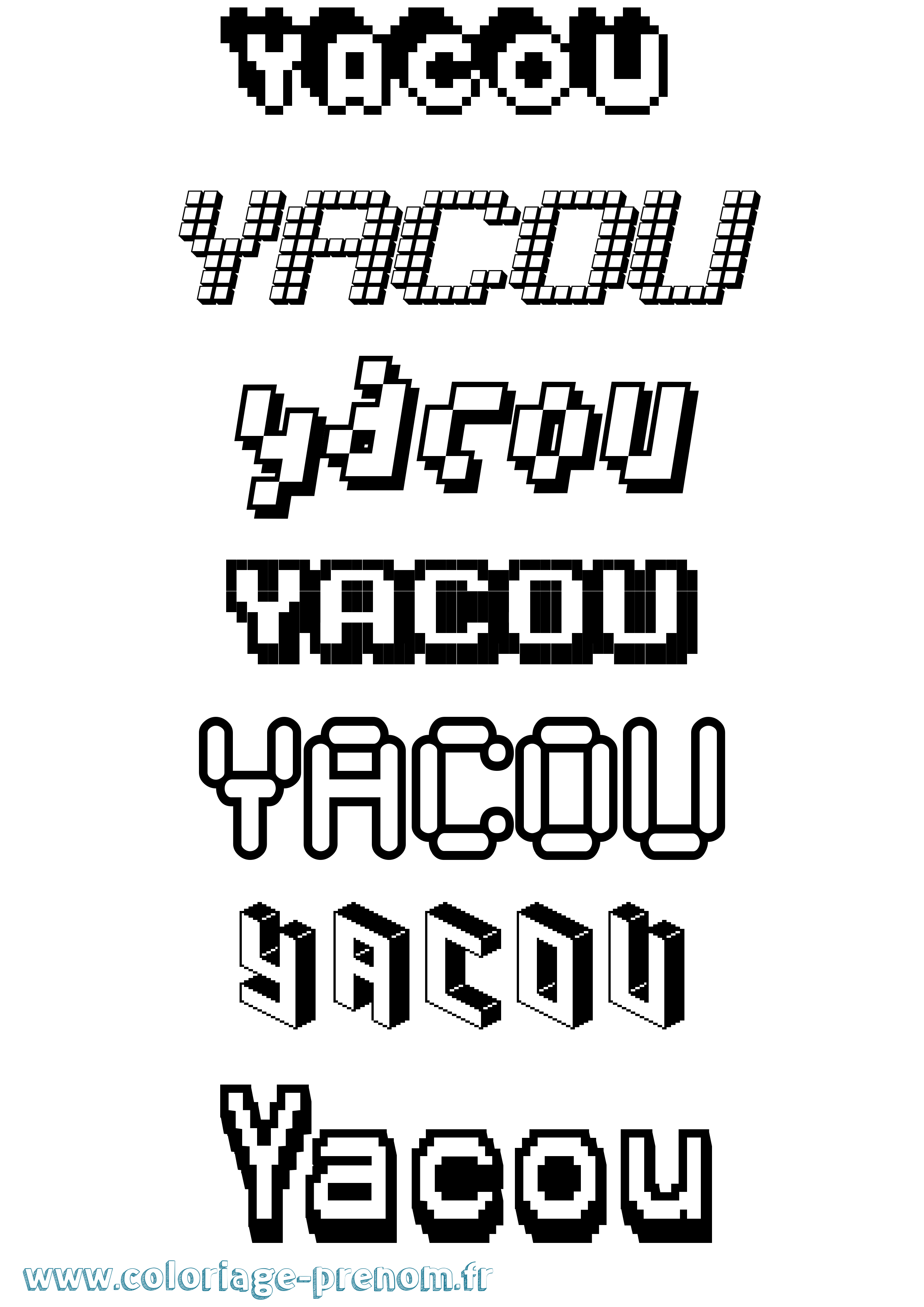 Coloriage Yacou Pixel Coloriage prénom Yacou Pixel