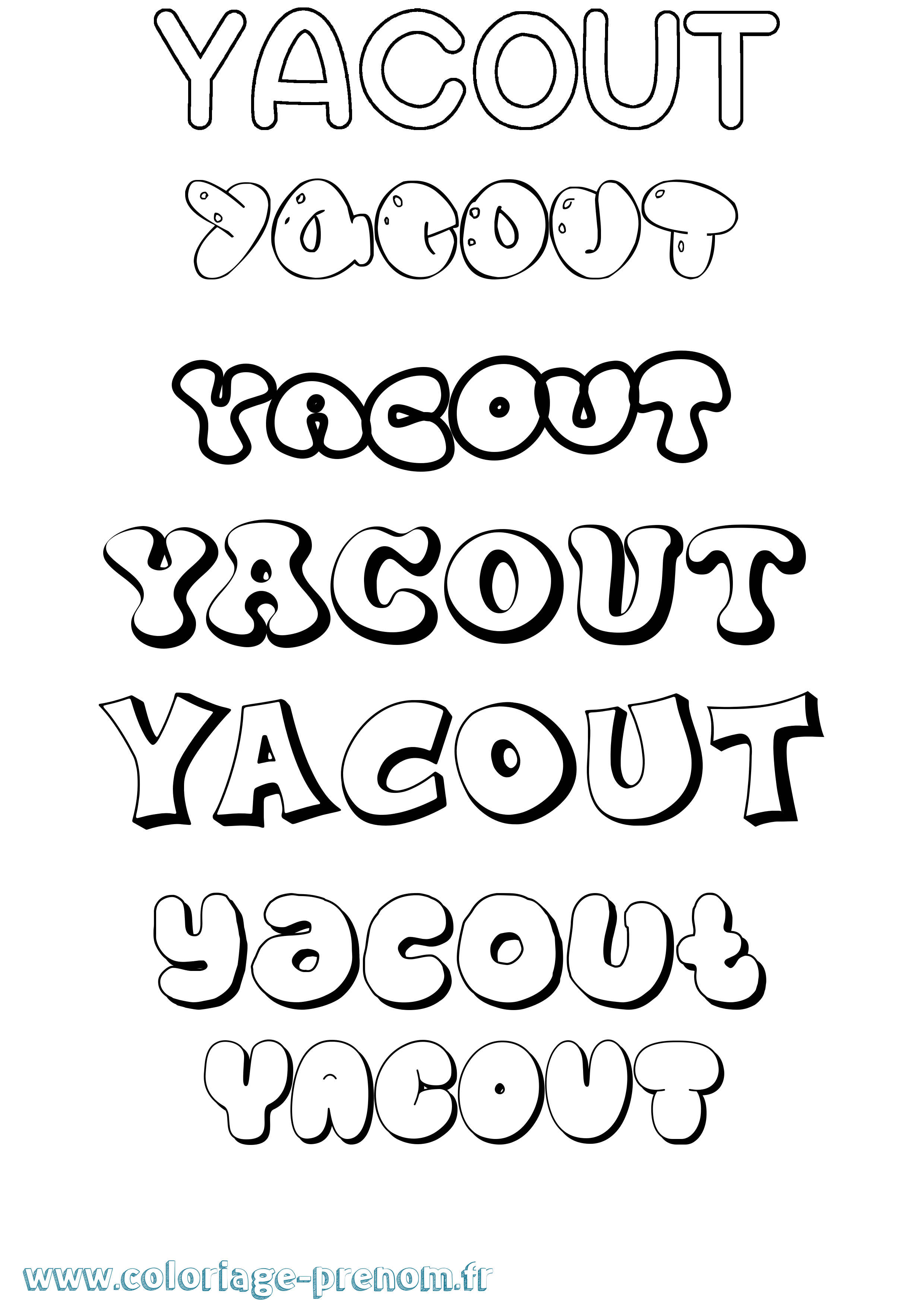 Coloriage Yacout Bubble Coloriage prénom Yacout Bubble