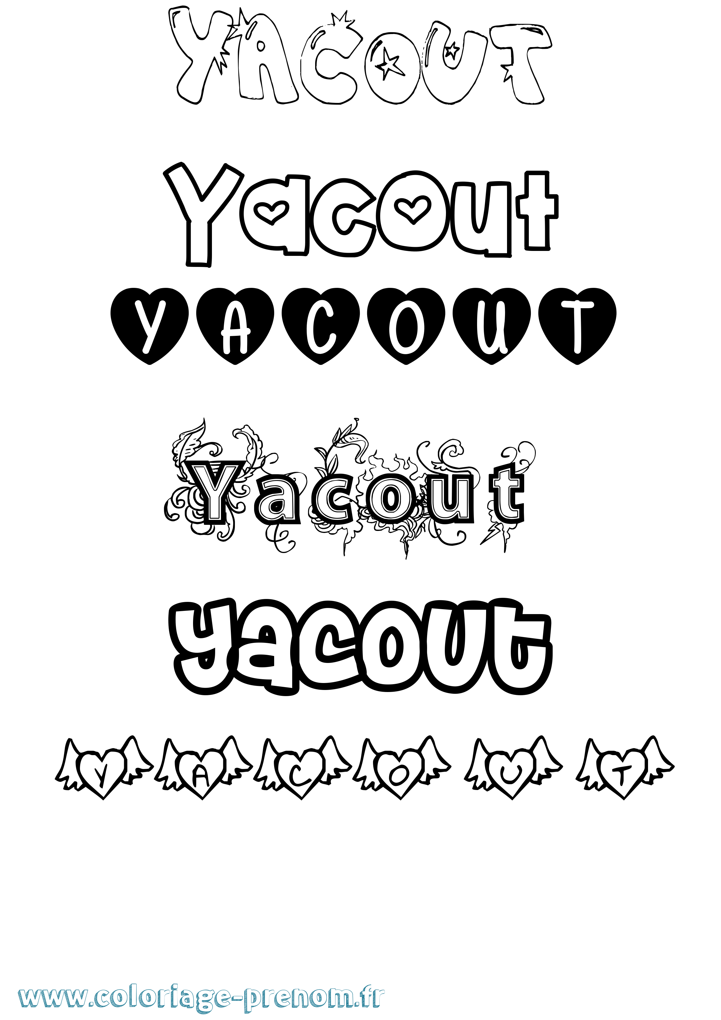 Coloriage Yacout Girly Coloriage prénom Yacout Girly