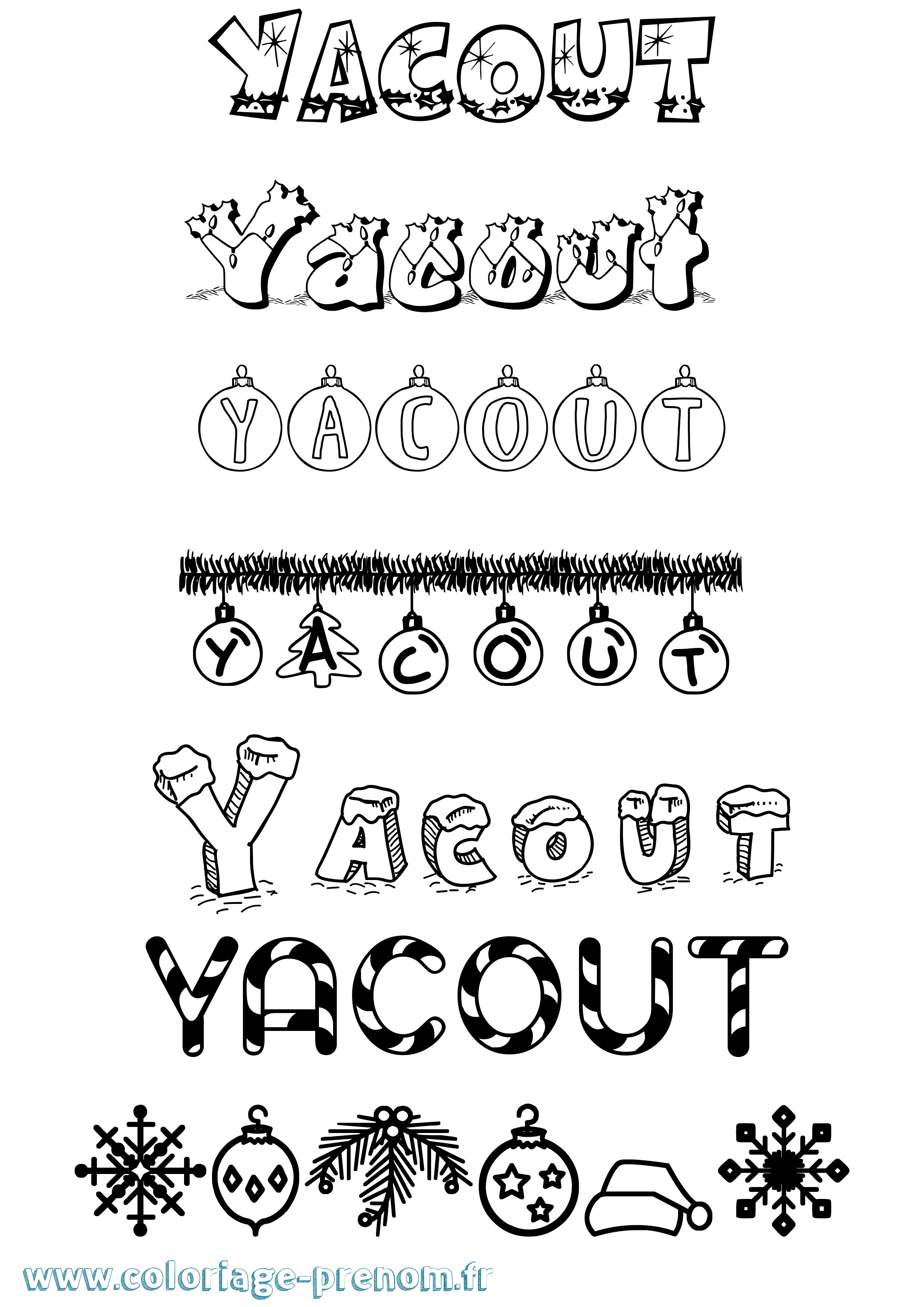 Coloriage Yacout Noël Coloriage prénom Yacout Noël