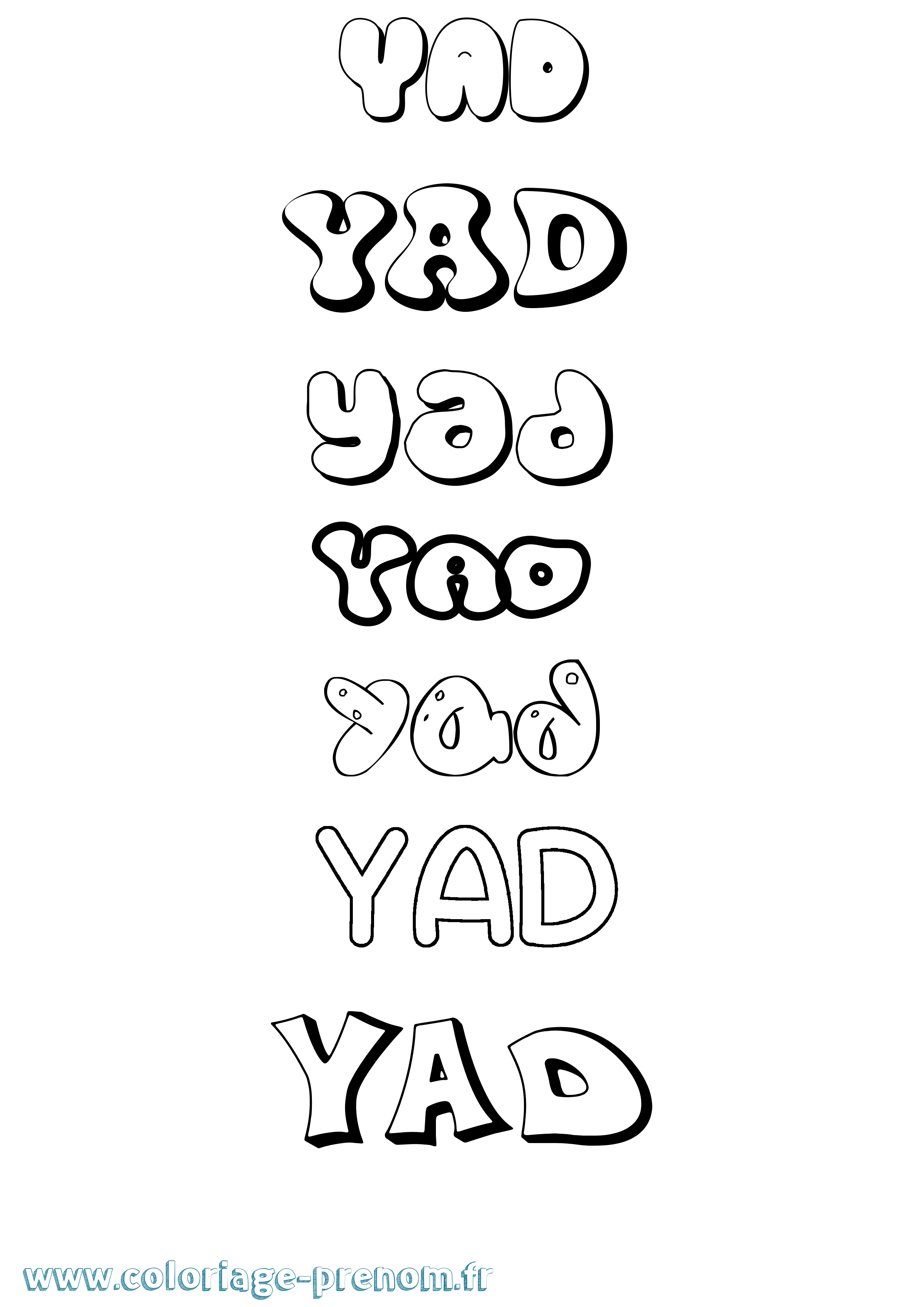 Coloriage Yad Bubble Coloriage prénom Yad Bubble