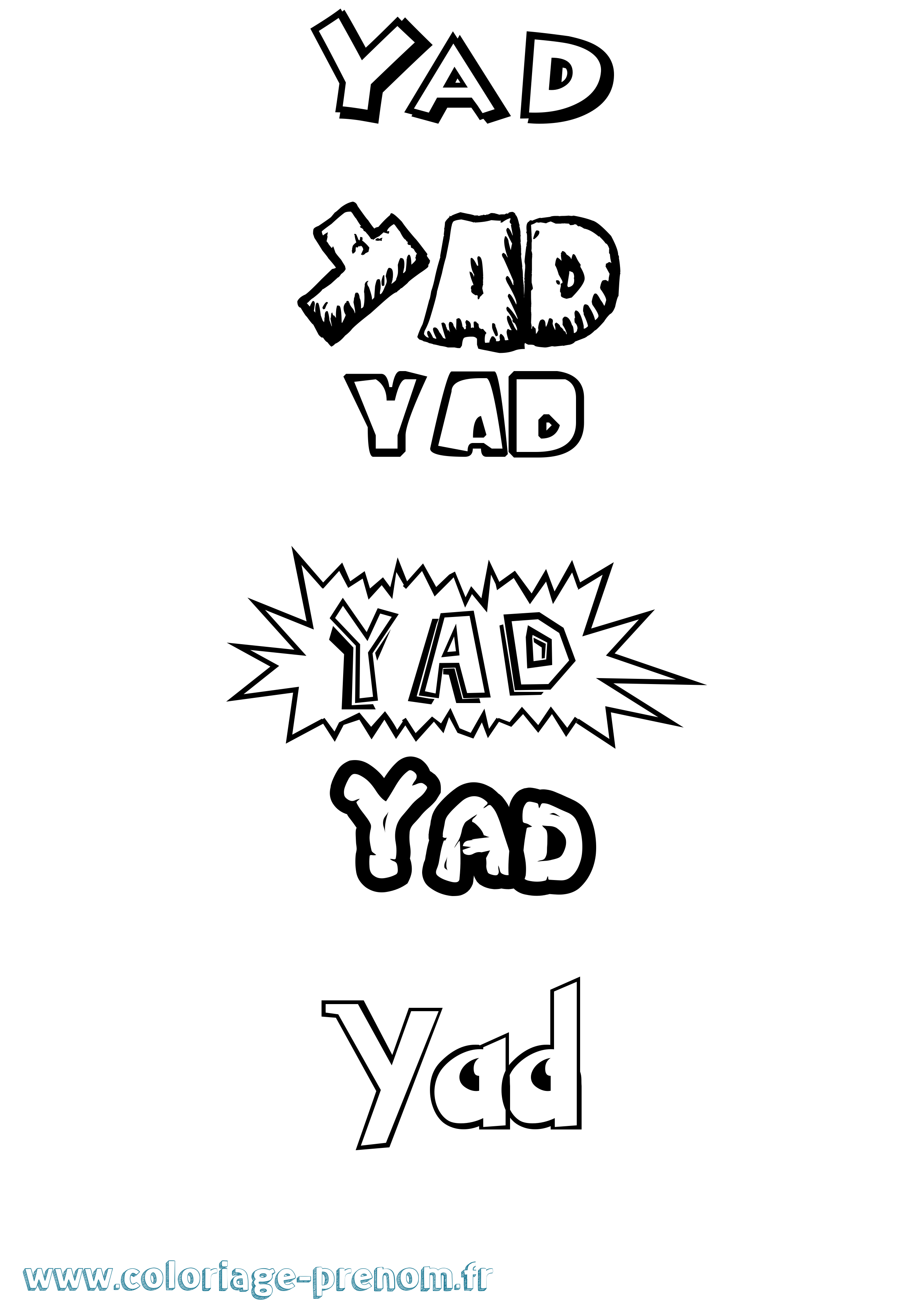 Coloriage Yad Dessin Animé Coloriage prénom Yad Dessin Animé