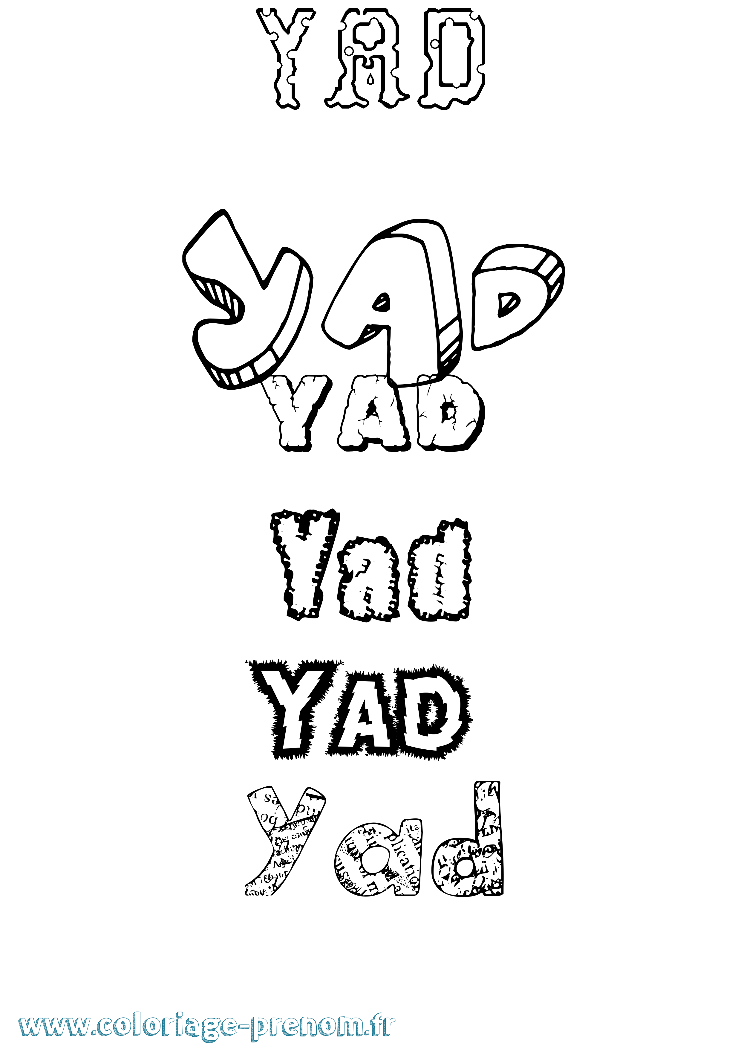 Coloriage Yad Destructuré Coloriage prénom Yad Destructuré