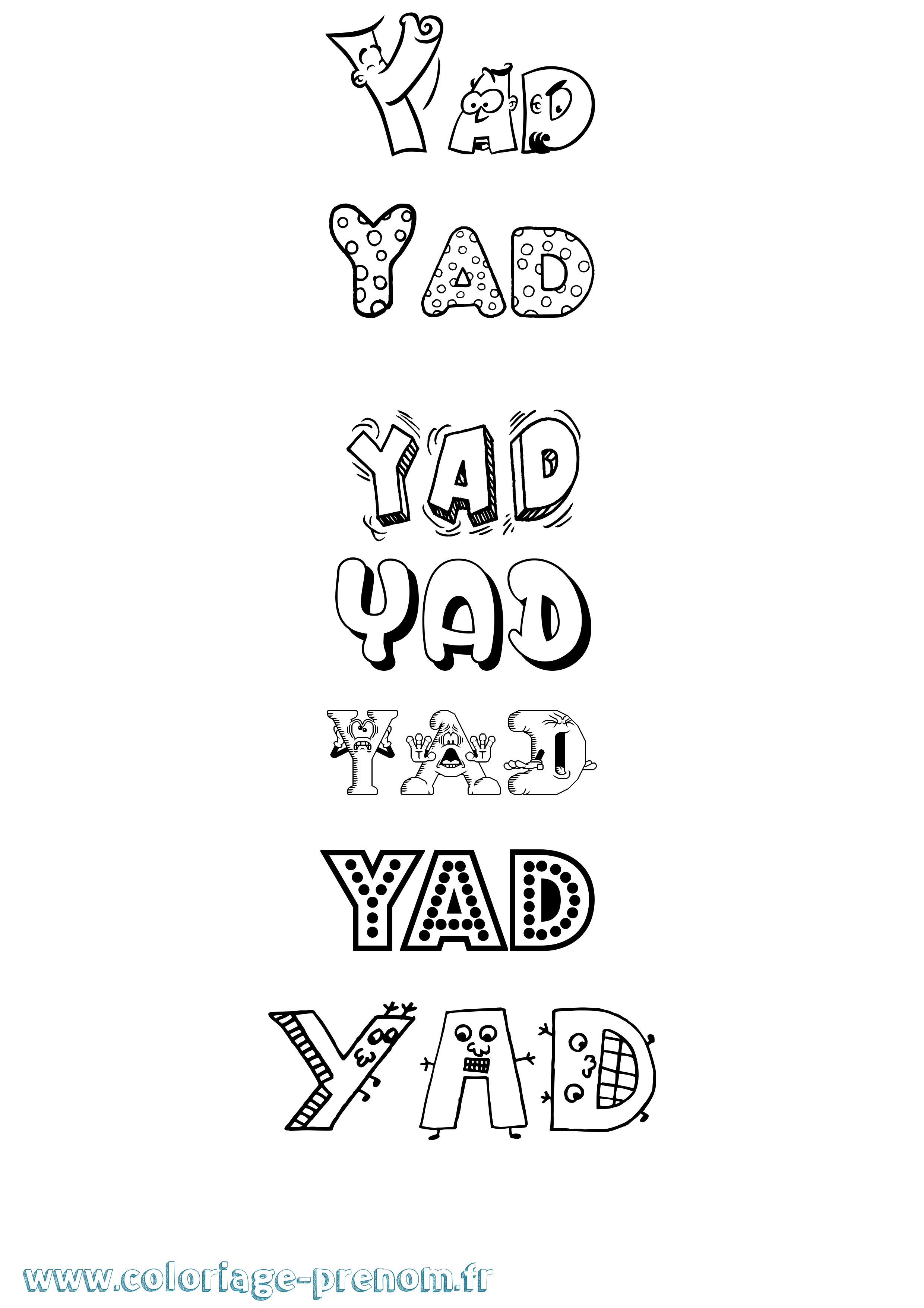 Coloriage Yad Fun Coloriage prénom Yad Fun
