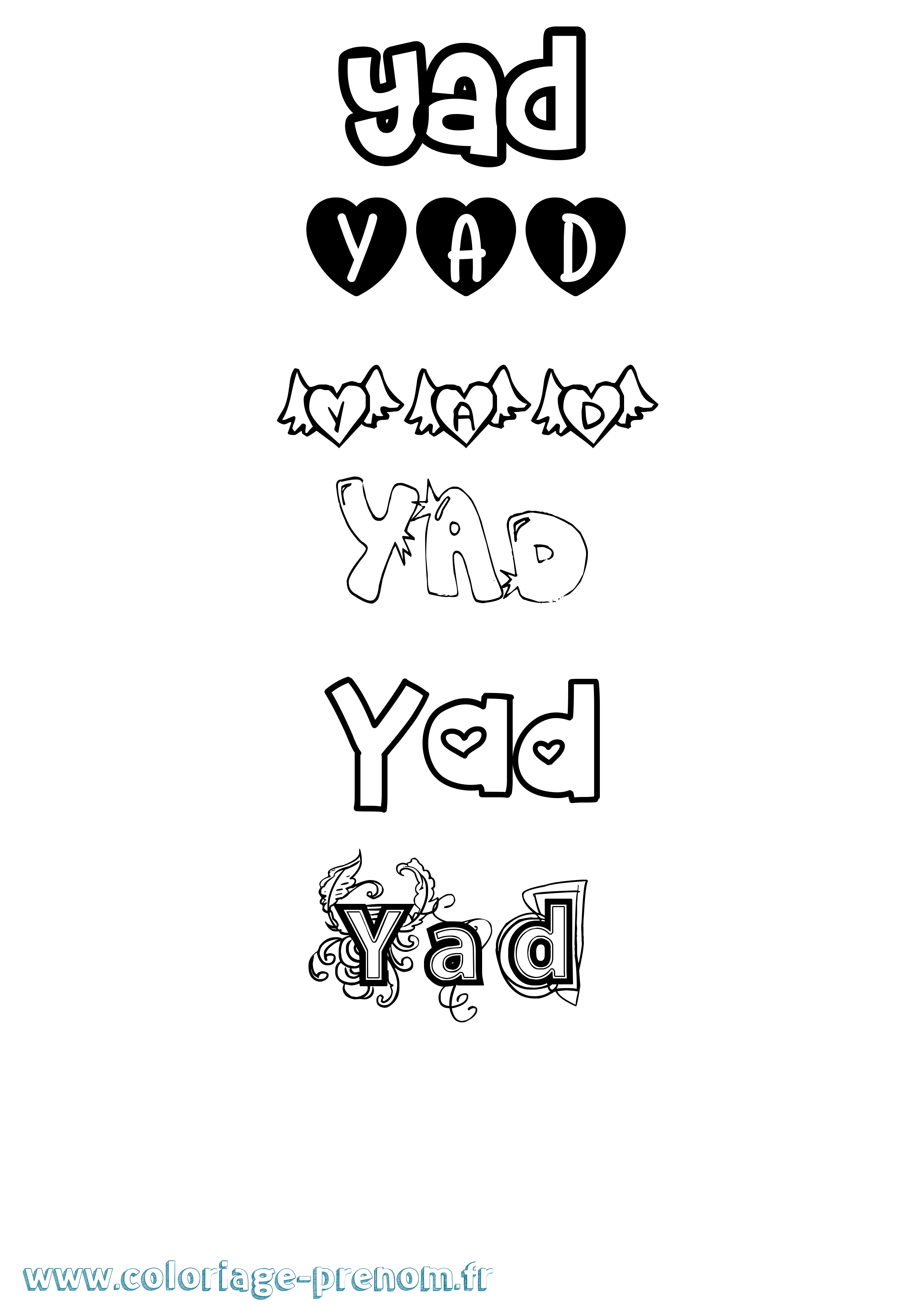 Coloriage Yad Girly Coloriage prénom Yad Girly