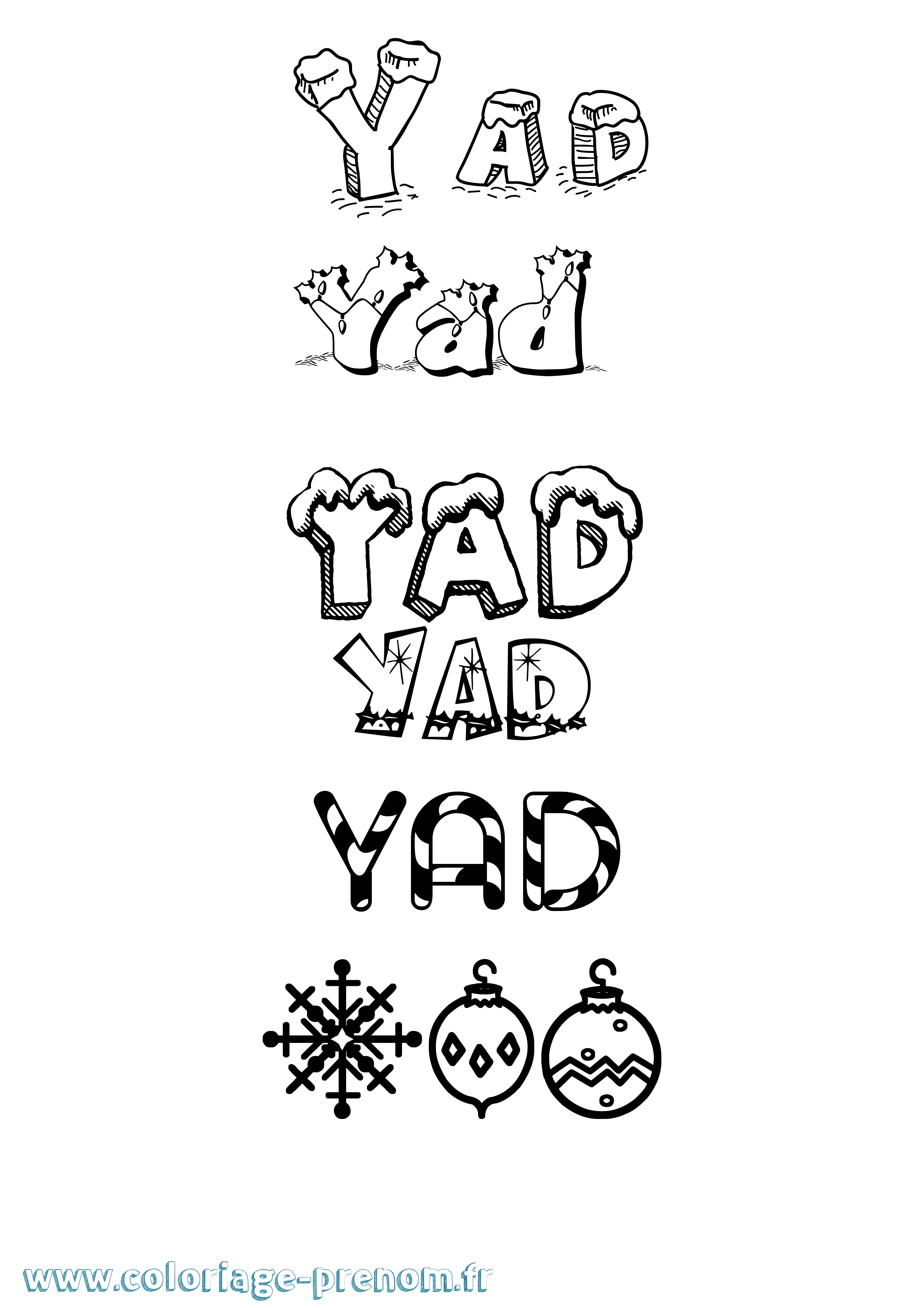 Coloriage Yad Noël Coloriage prénom Yad Noël