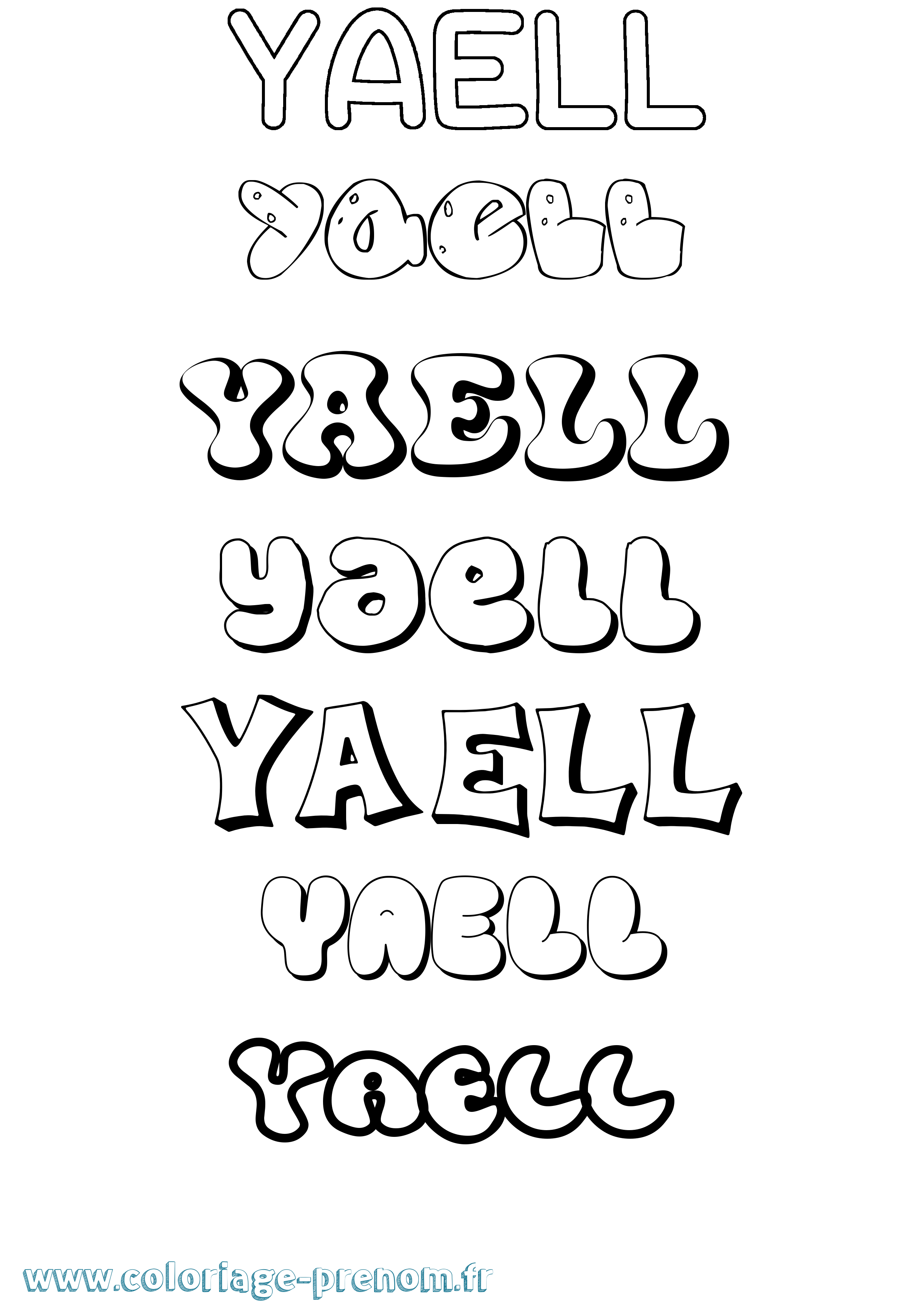Coloriage Yaell Bubble Coloriage prénom Yaell Bubble