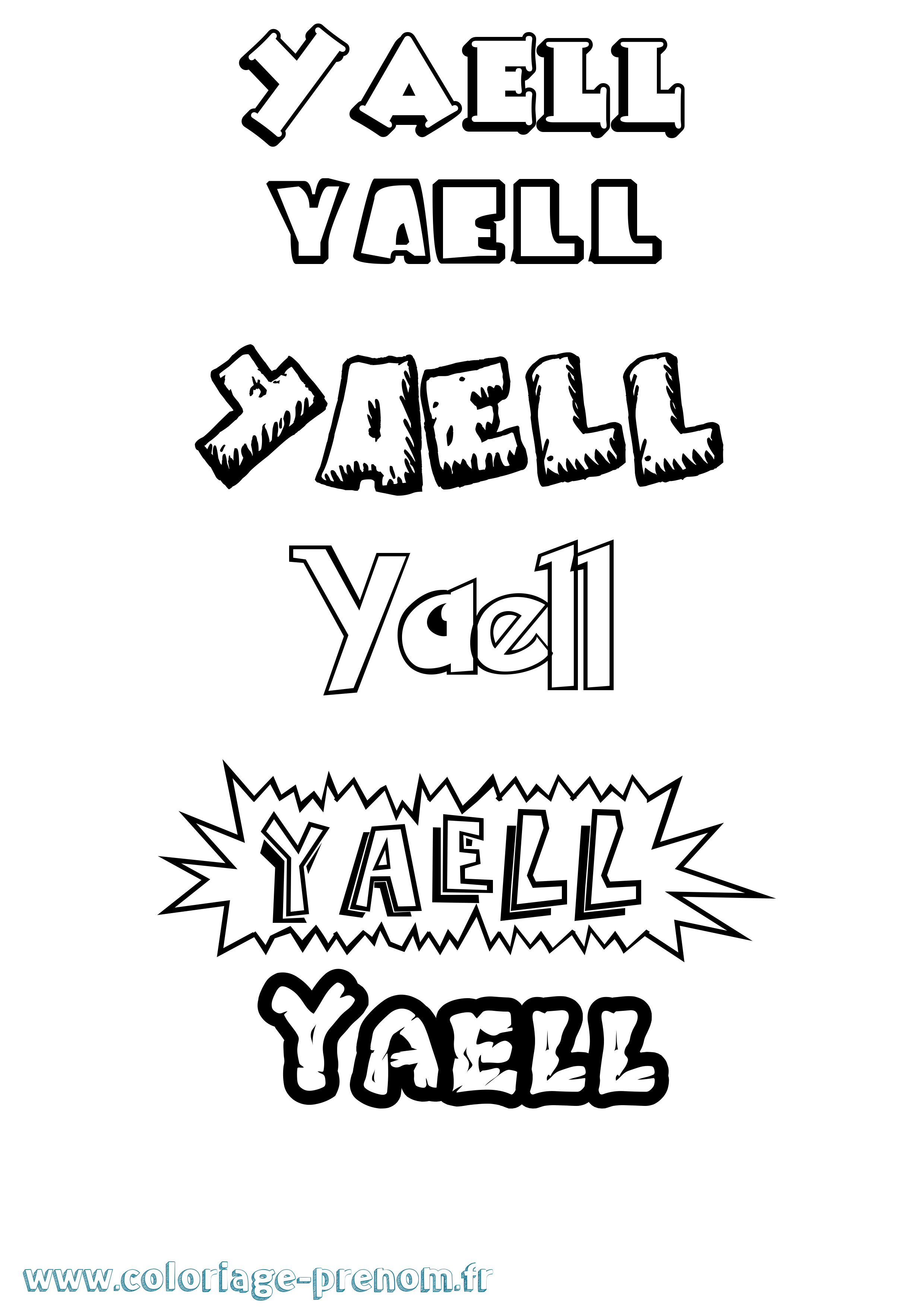Coloriage Yaell Dessin Animé Coloriage prénom Yaell Dessin Animé