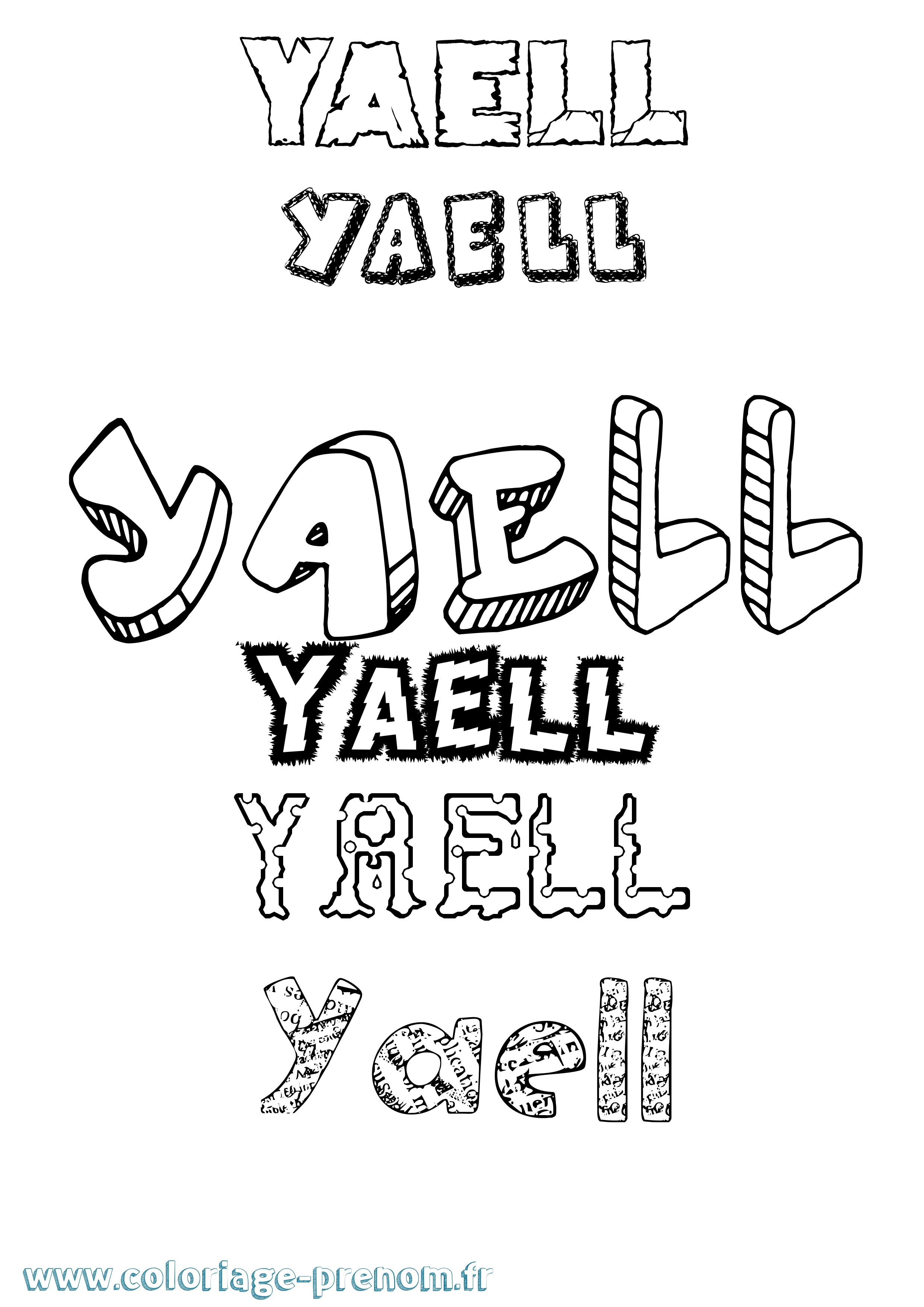 Coloriage Yaell Destructuré Coloriage prénom Yaell Destructuré