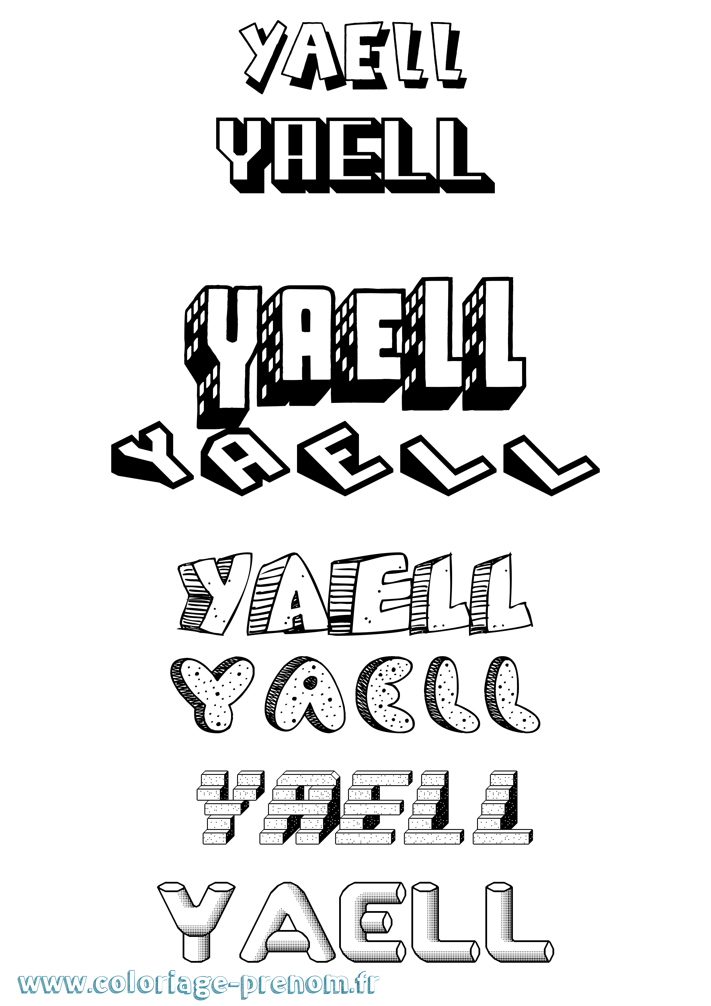 Coloriage Yaell Effet 3D Coloriage prénom Yaell Effet 3D
