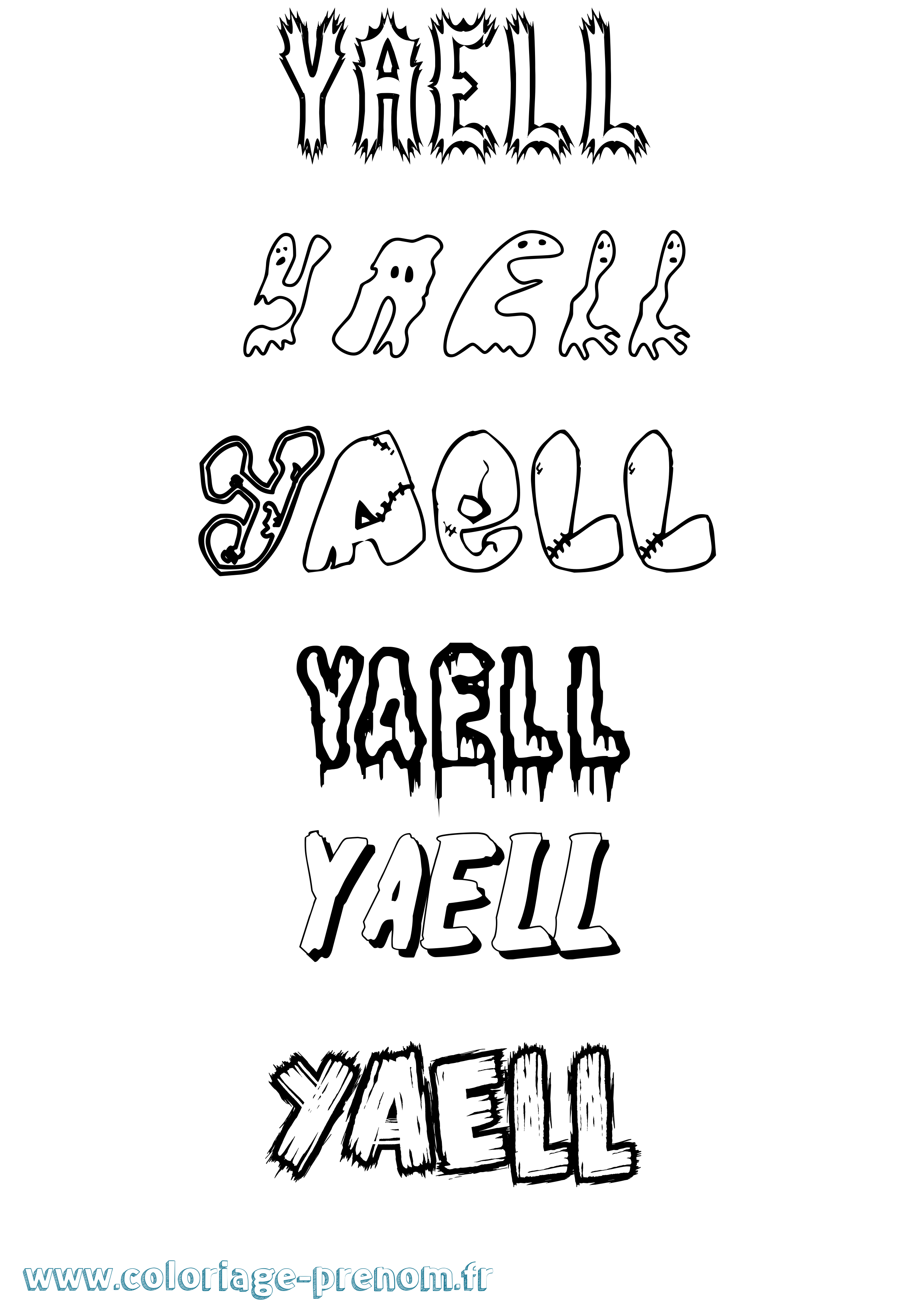 Coloriage Yaell Frisson Coloriage prénom Yaell Frisson