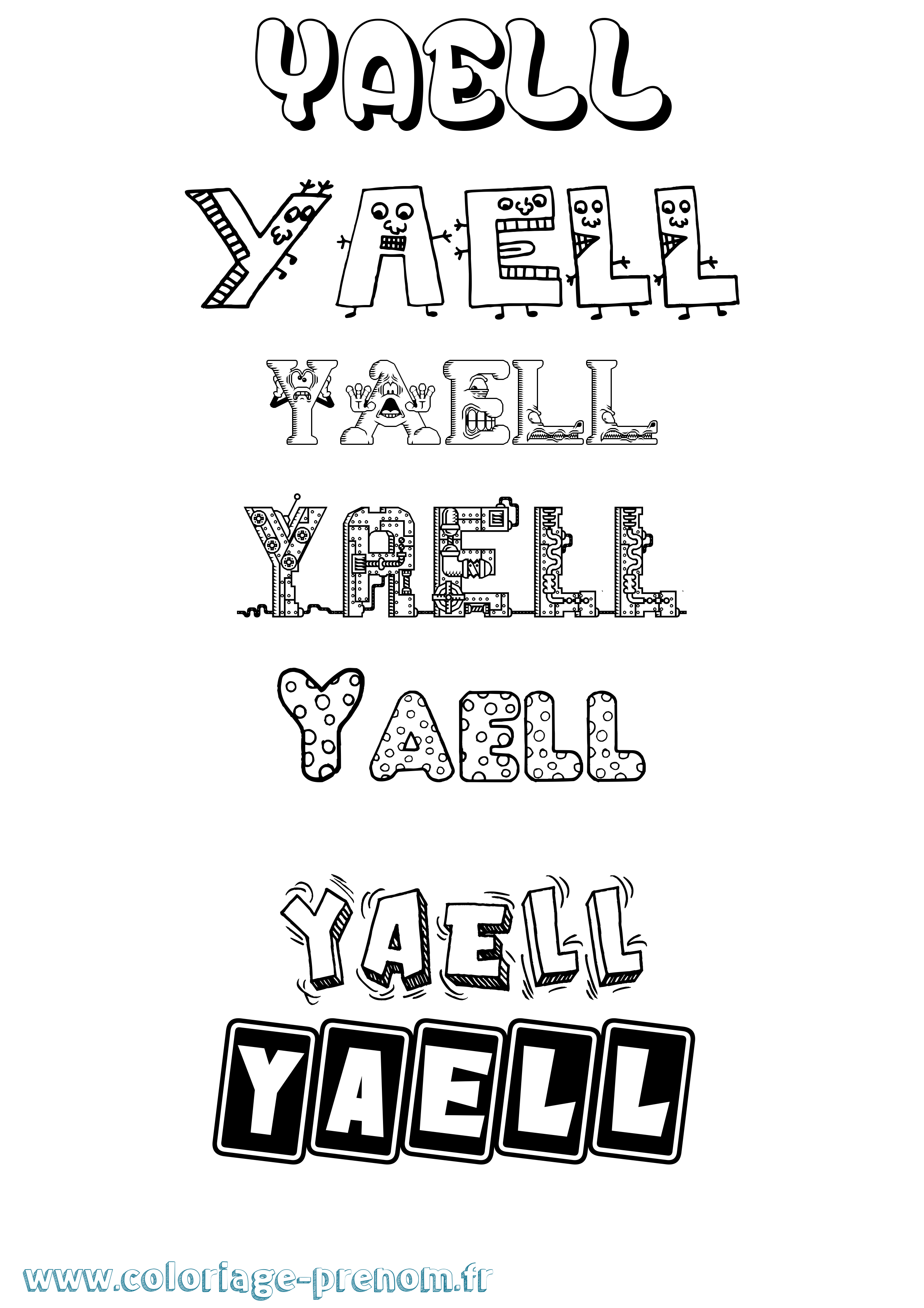 Coloriage Yaell Fun Coloriage prénom Yaell Fun