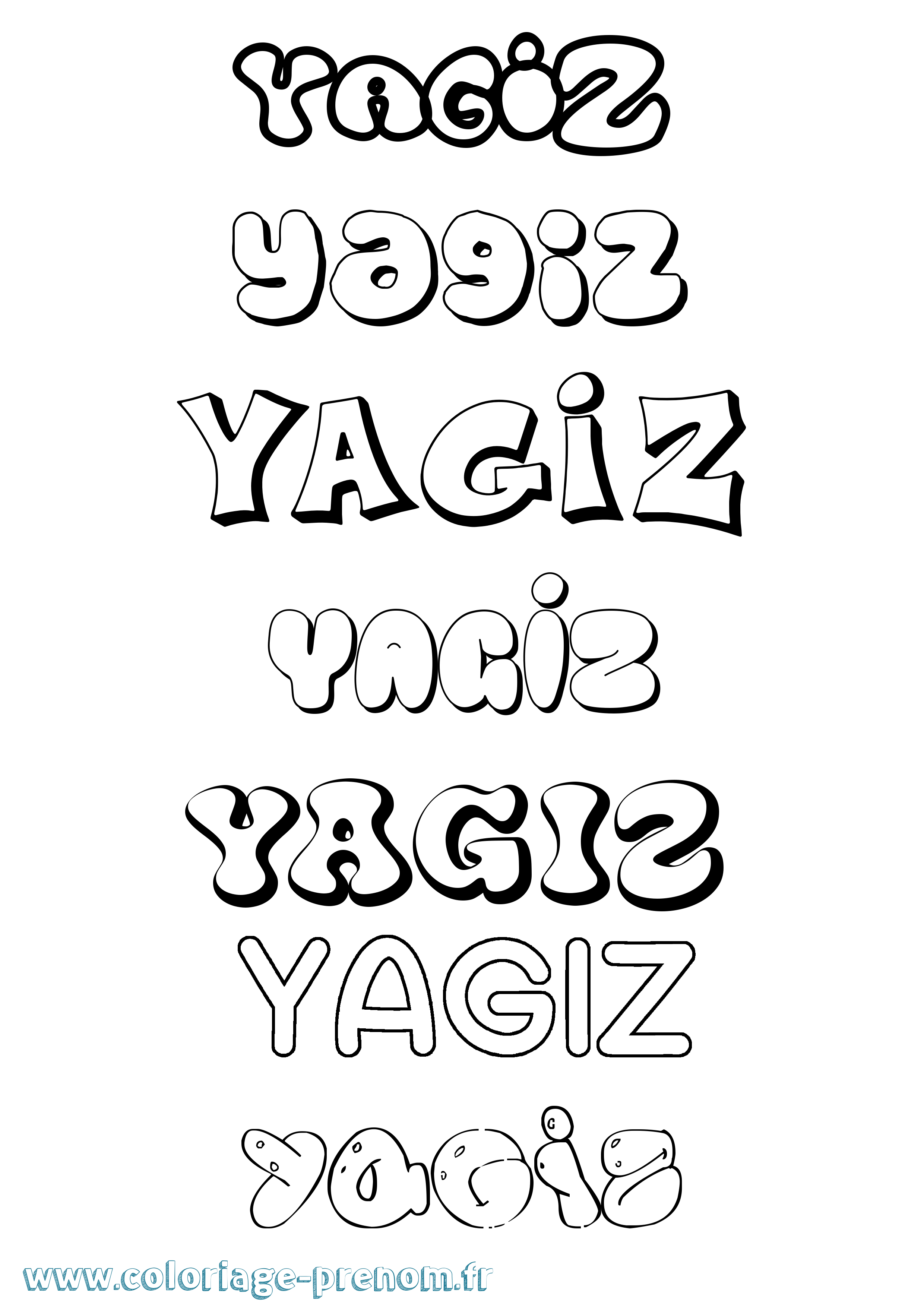 Coloriage Yagiz Bubble Coloriage prénom Yagiz Bubble