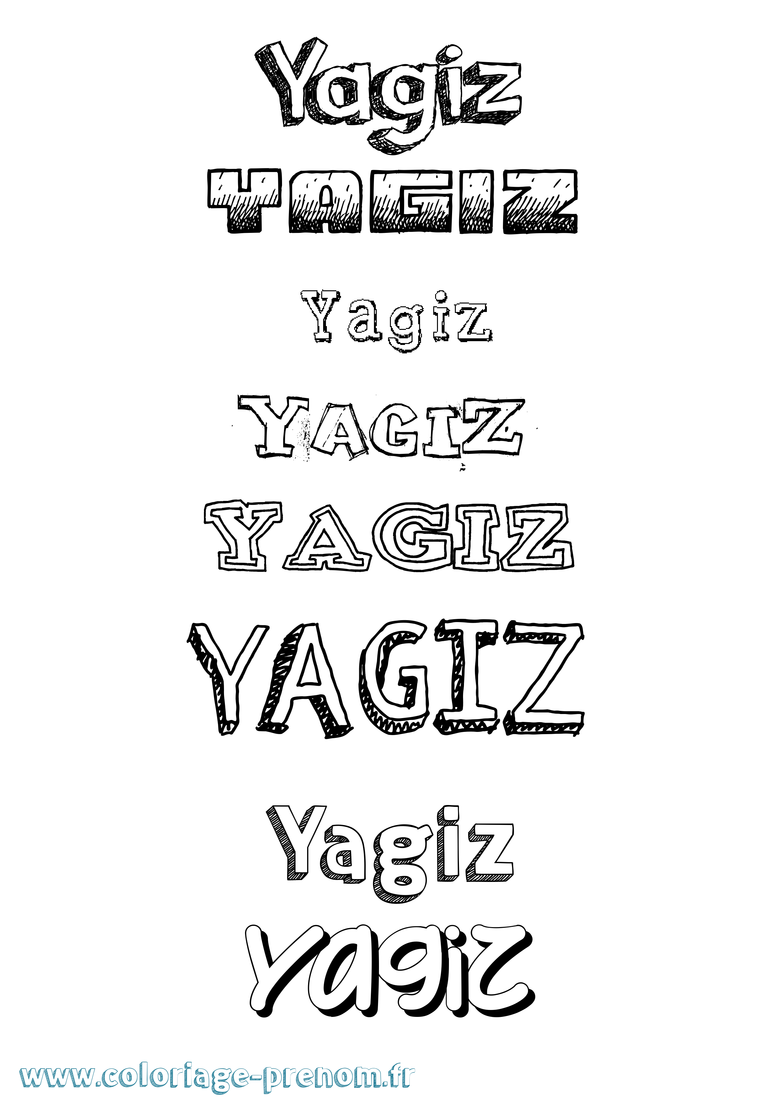 Coloriage Yagiz Dessiné Coloriage prénom Yagiz Dessiné