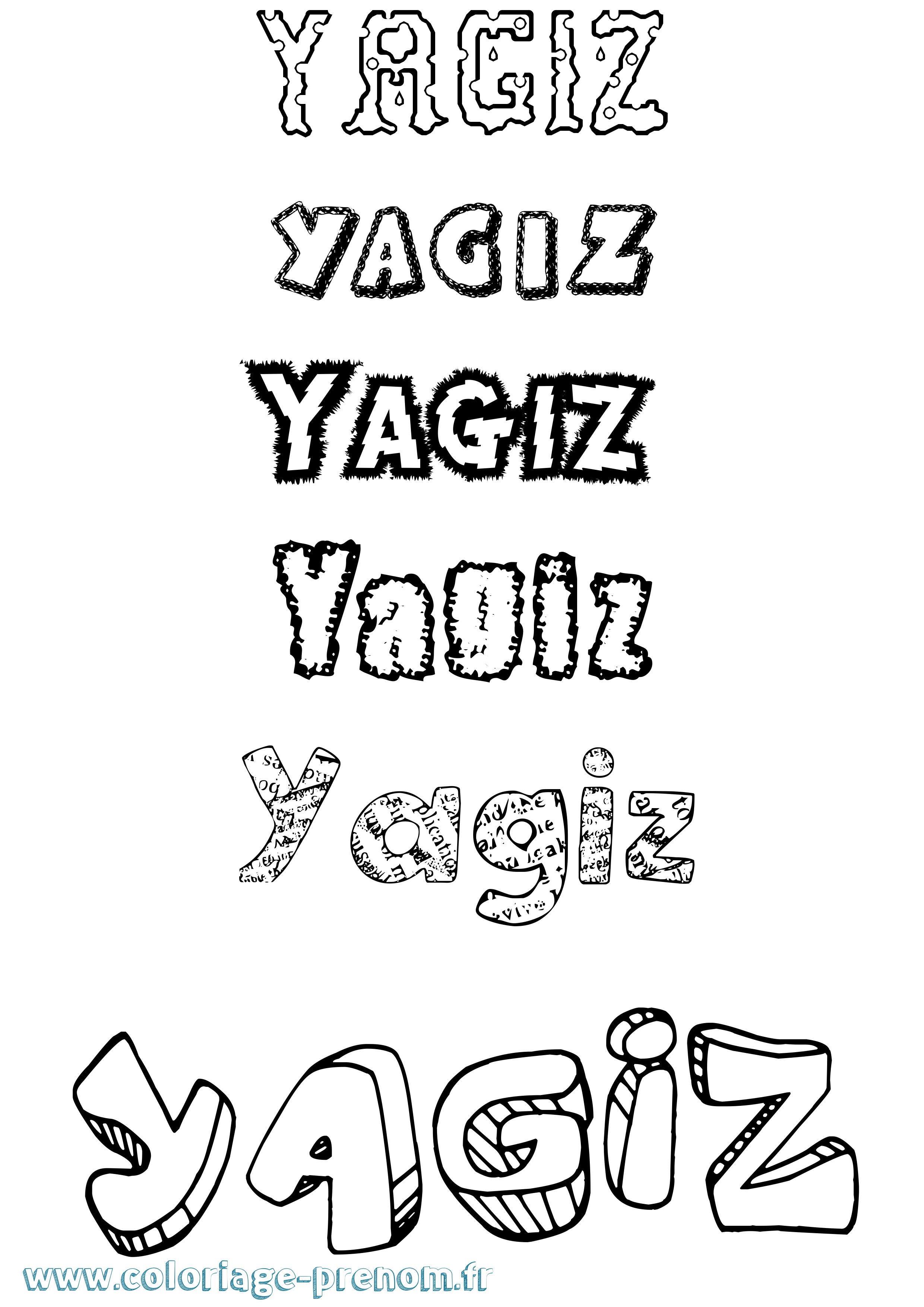Coloriage Yagiz Destructuré Coloriage prénom Yagiz Destructuré