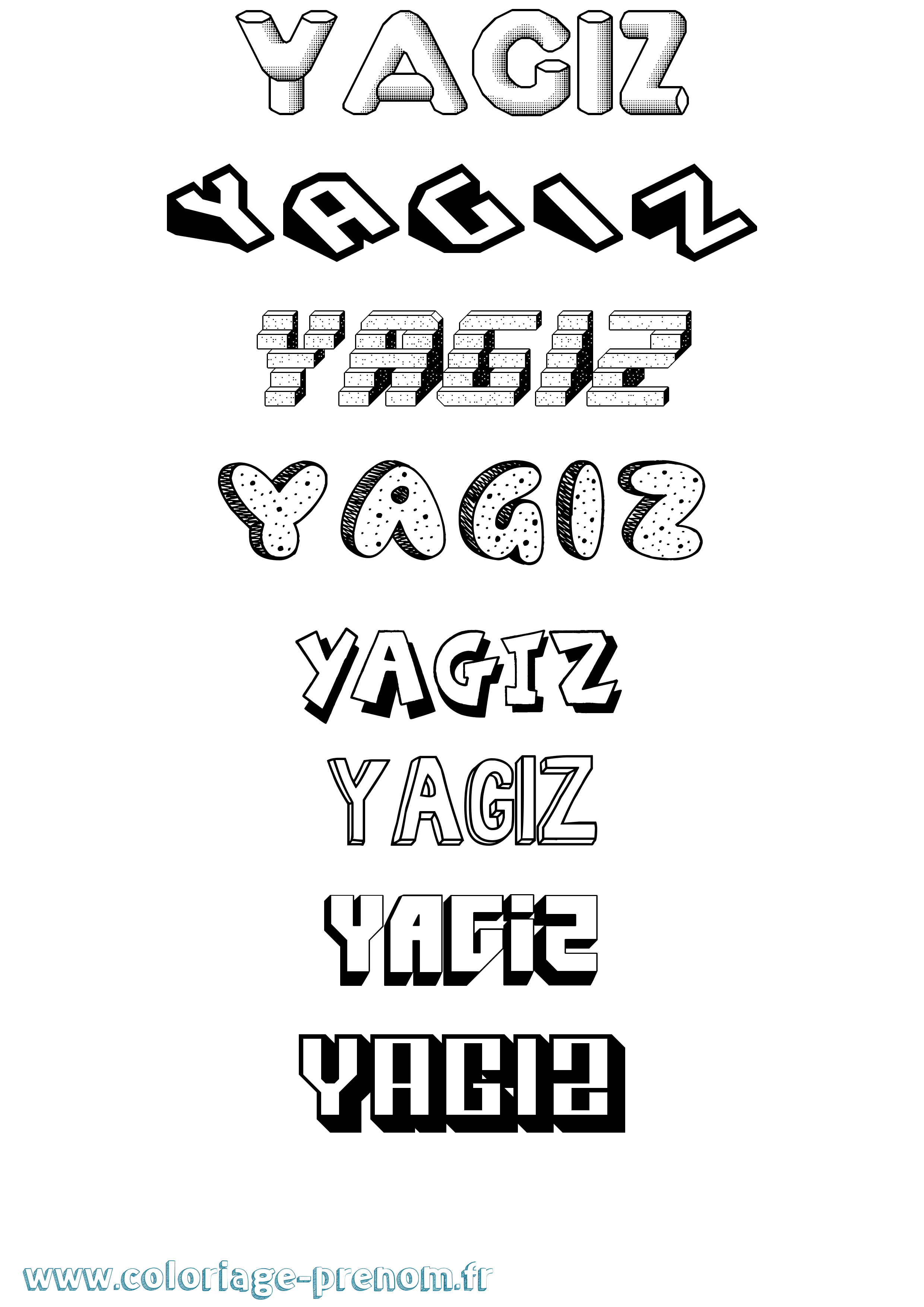 Coloriage Yagiz Effet 3D Coloriage prénom Yagiz Effet 3D