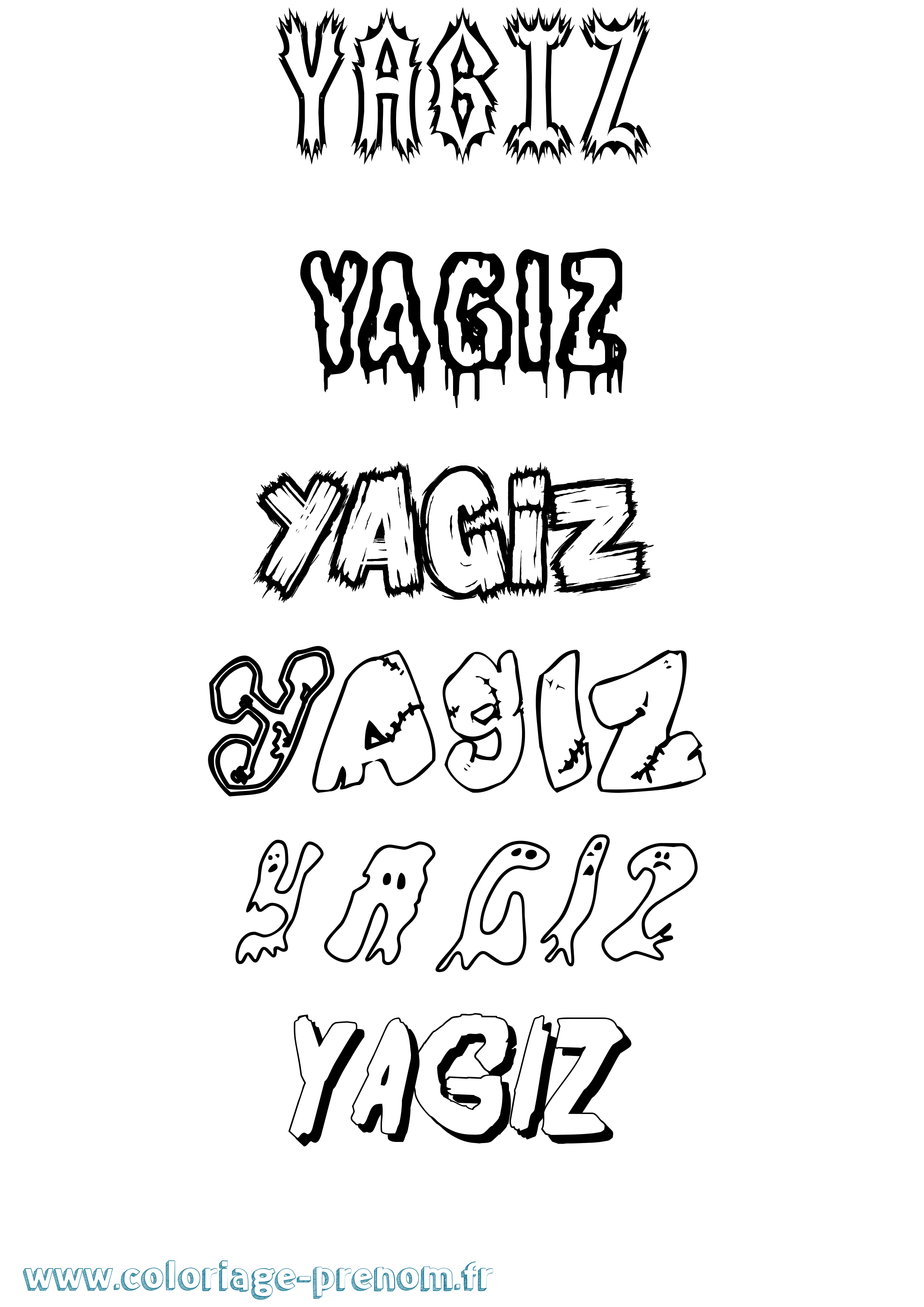 Coloriage Yagiz Frisson Coloriage prénom Yagiz Frisson