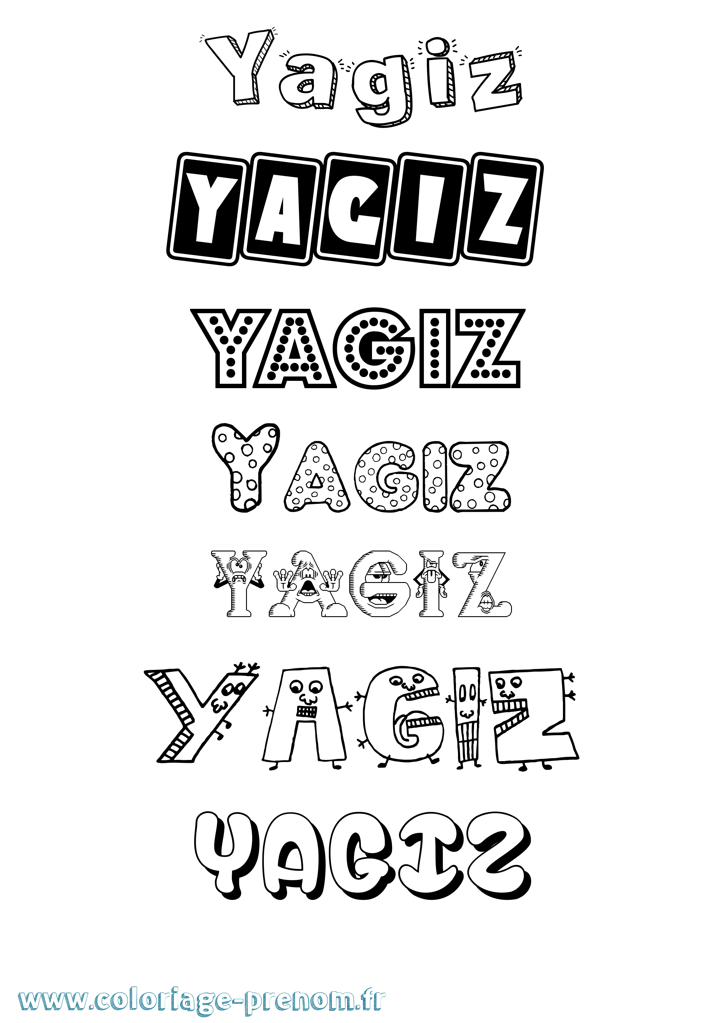 Coloriage Yagiz Fun Coloriage prénom Yagiz Fun