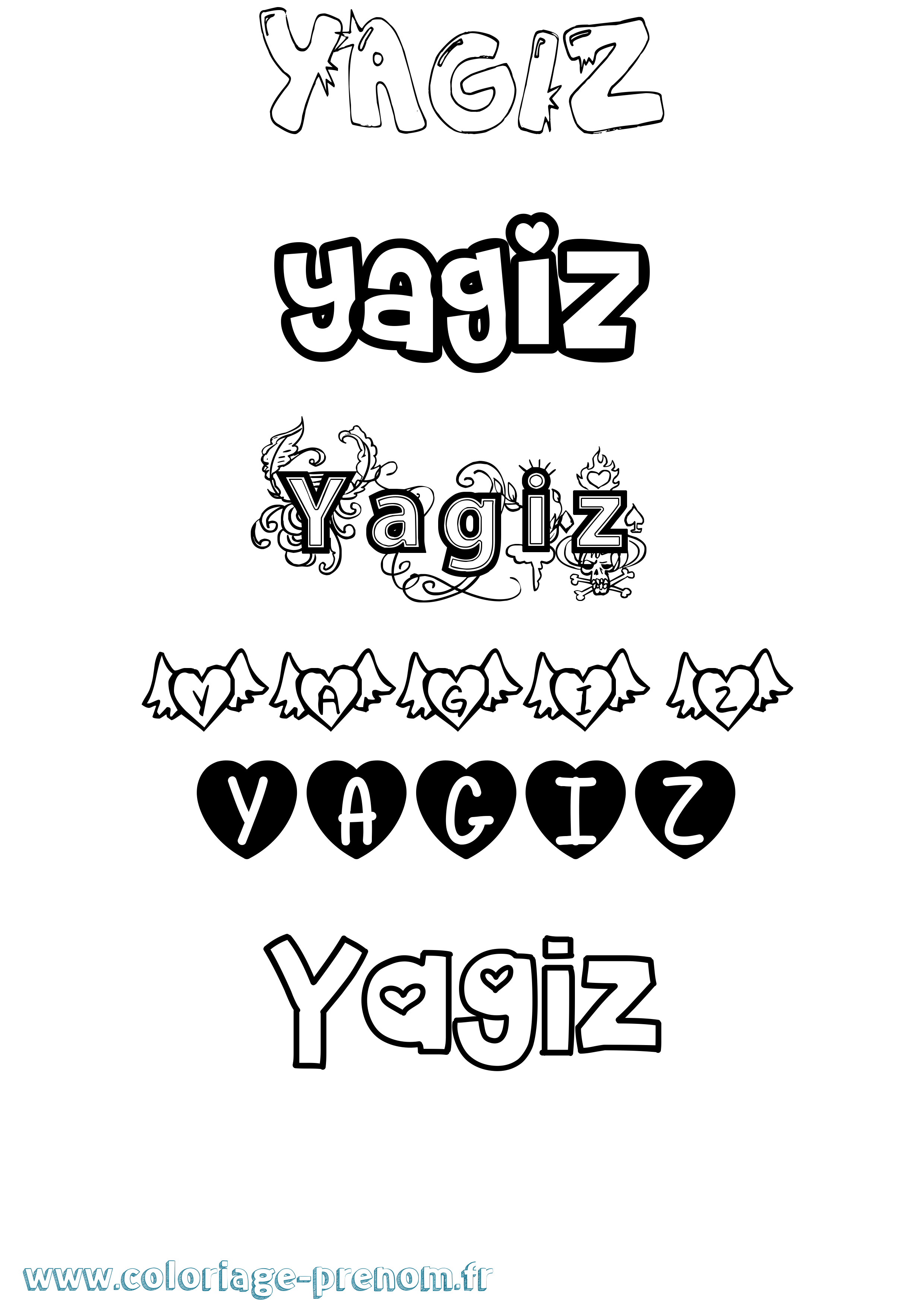Coloriage Yagiz Girly Coloriage prénom Yagiz Girly