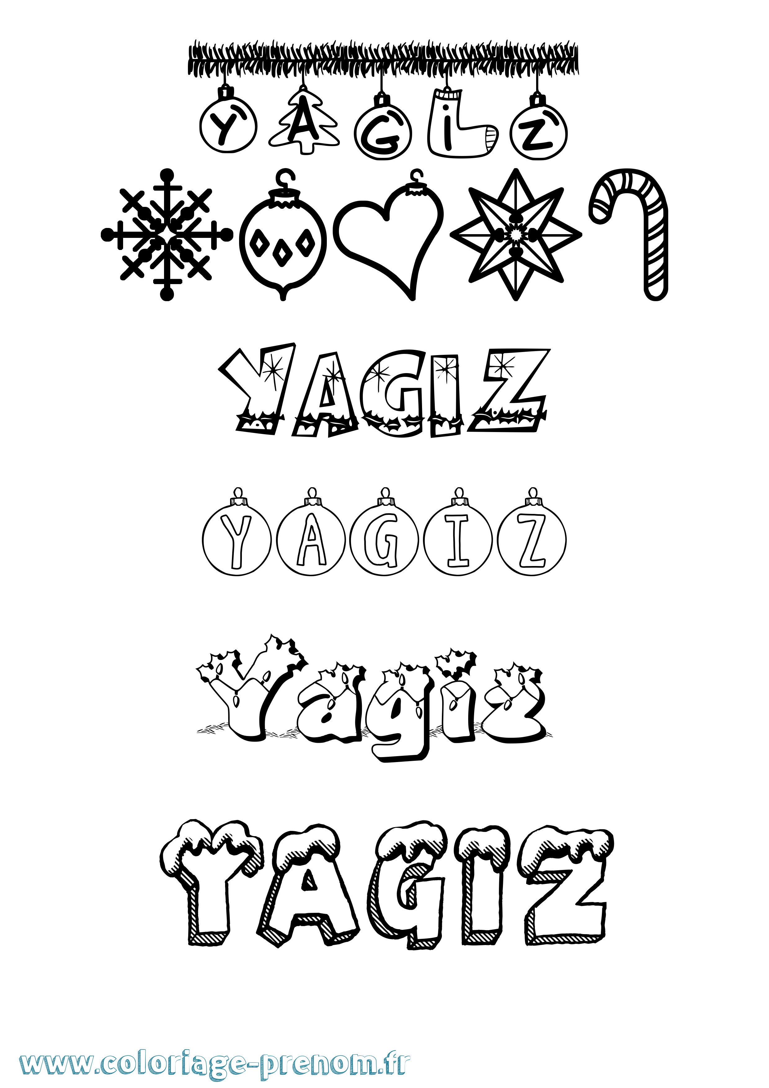 Coloriage Yagiz Noël Coloriage prénom Yagiz Noël