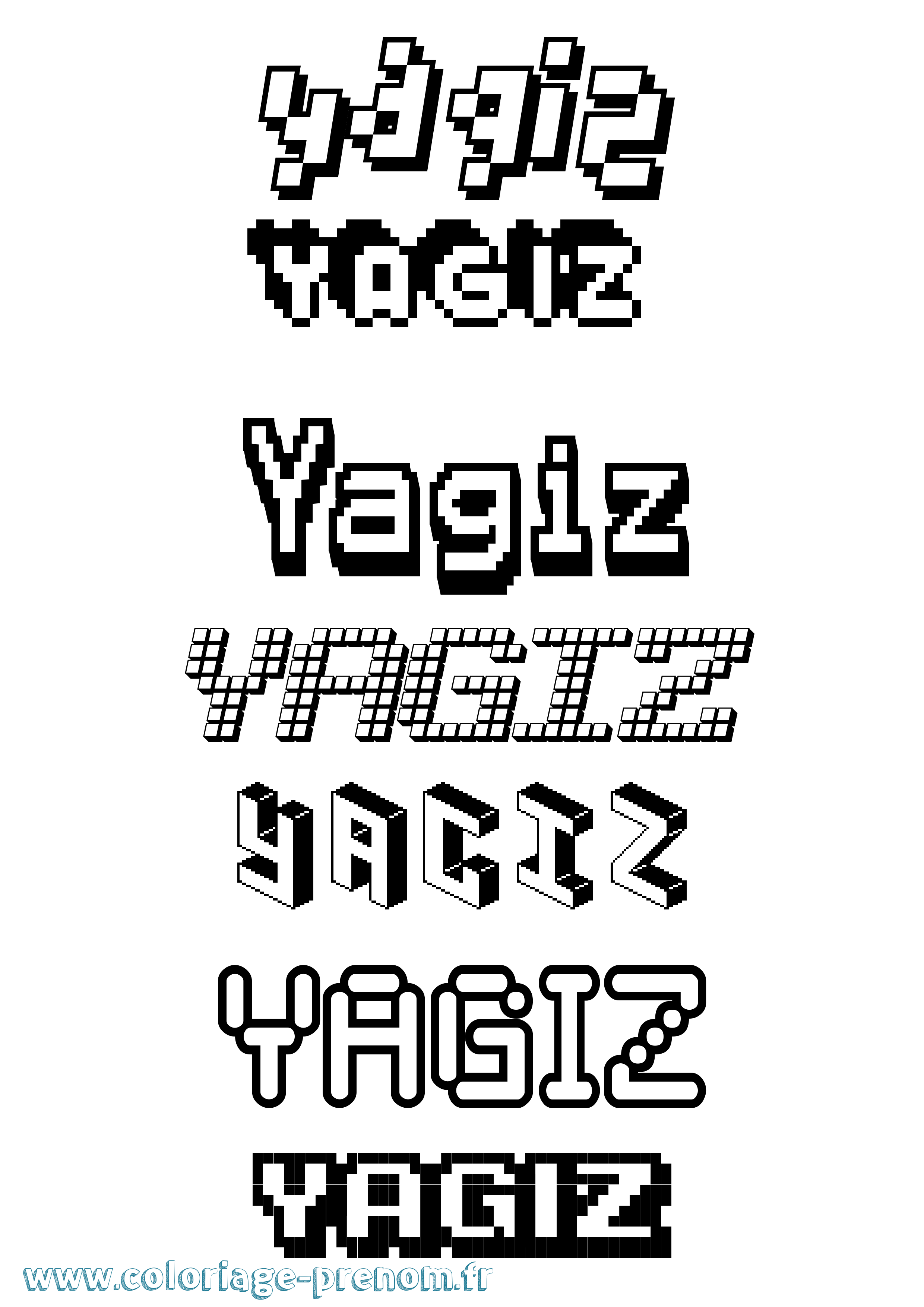 Coloriage Yagiz Pixel Coloriage prénom Yagiz Pixel