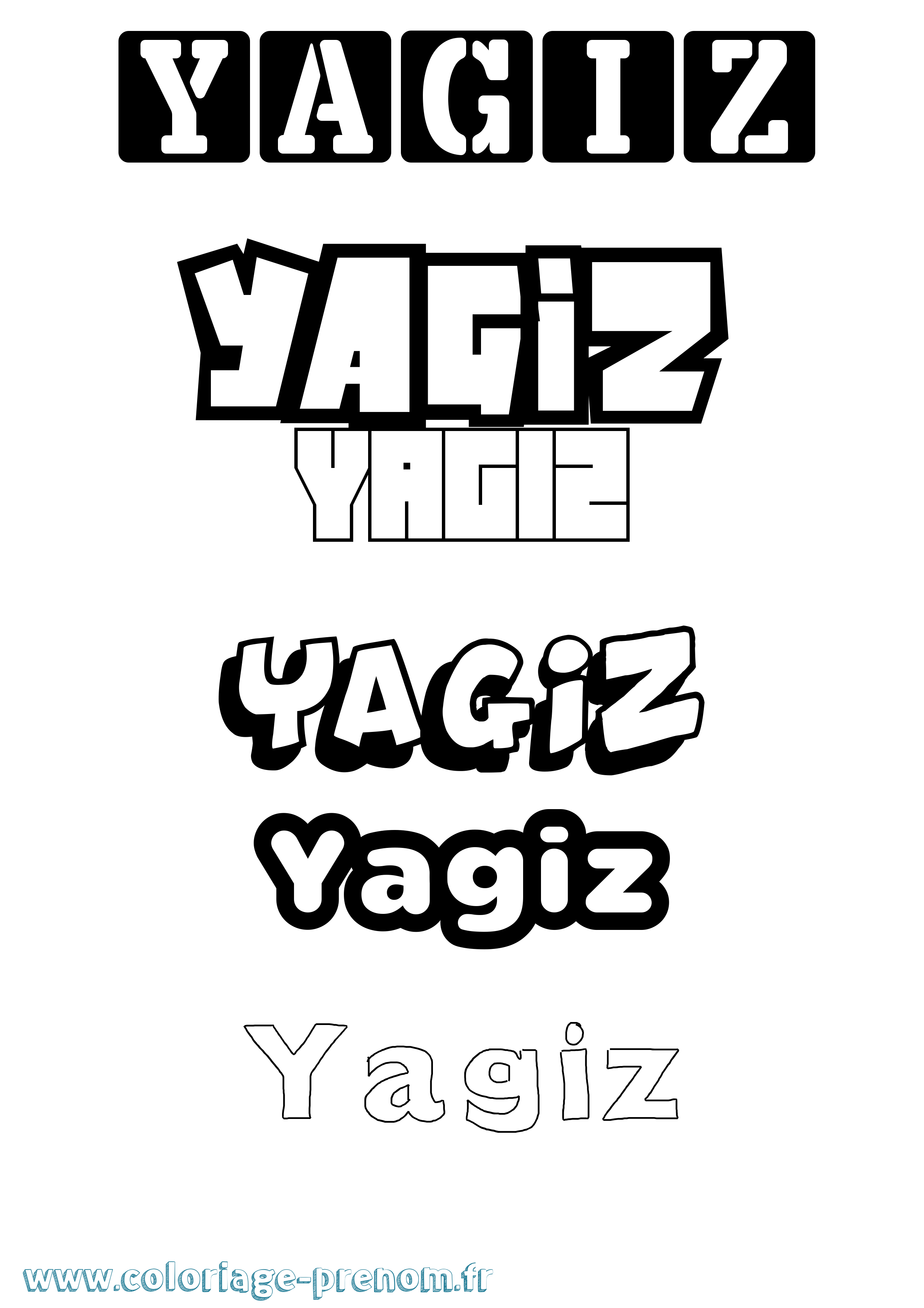 Coloriage Yagiz Simple Coloriage prénom Yagiz Simple