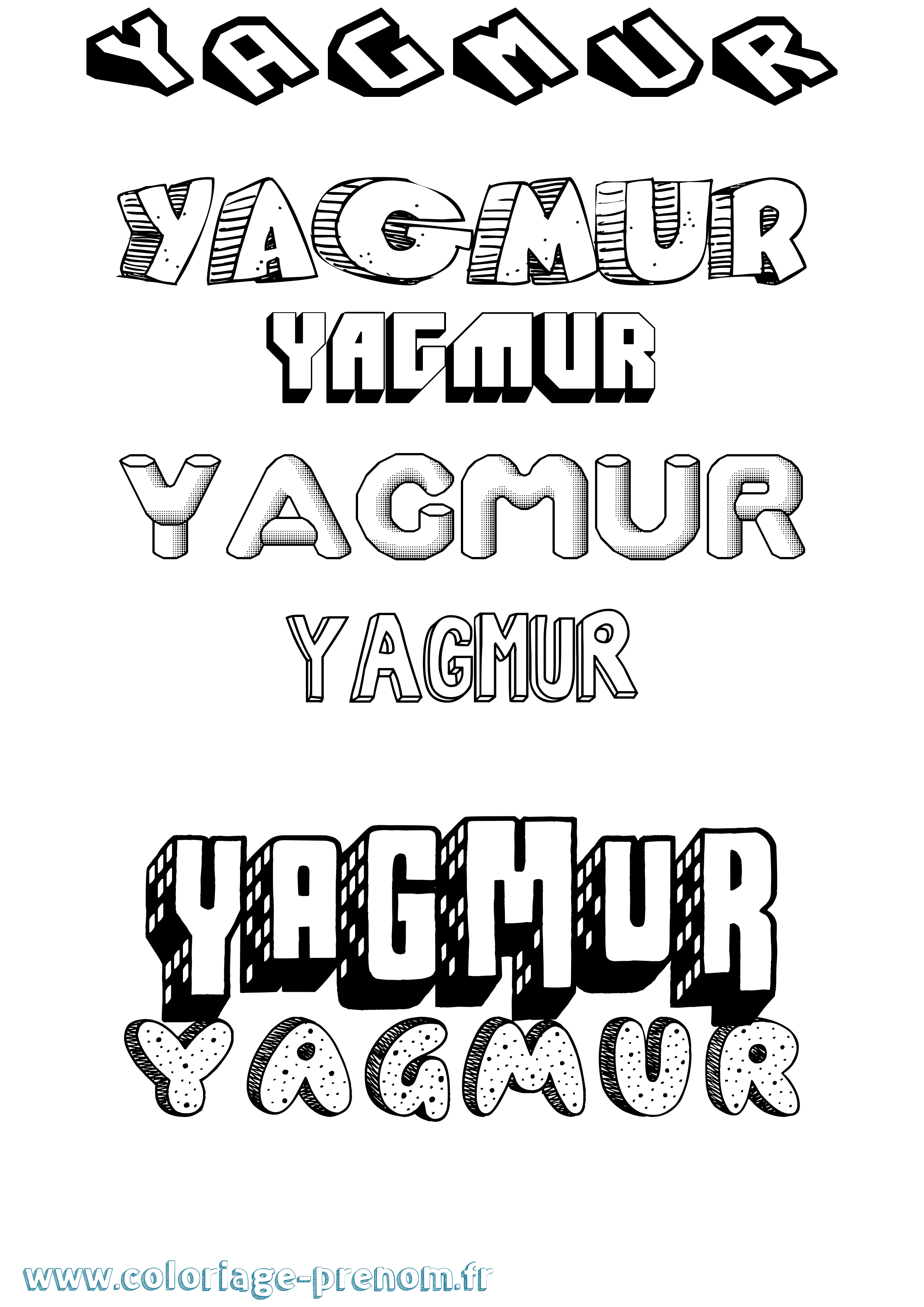 Coloriage Yagmur Effet 3D Coloriage prénom Yagmur Effet 3D