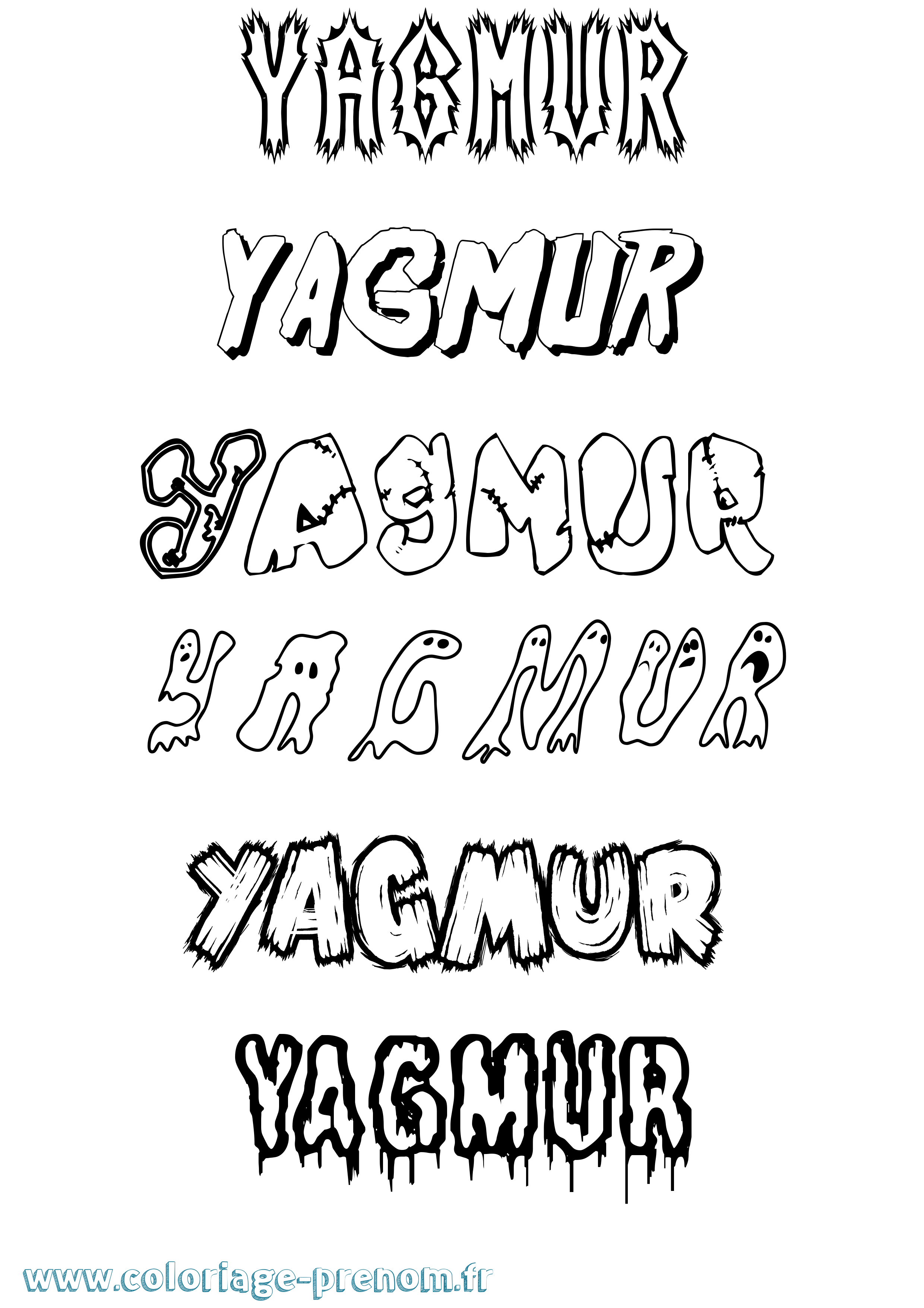 Coloriage Yagmur Frisson Coloriage prénom Yagmur Frisson