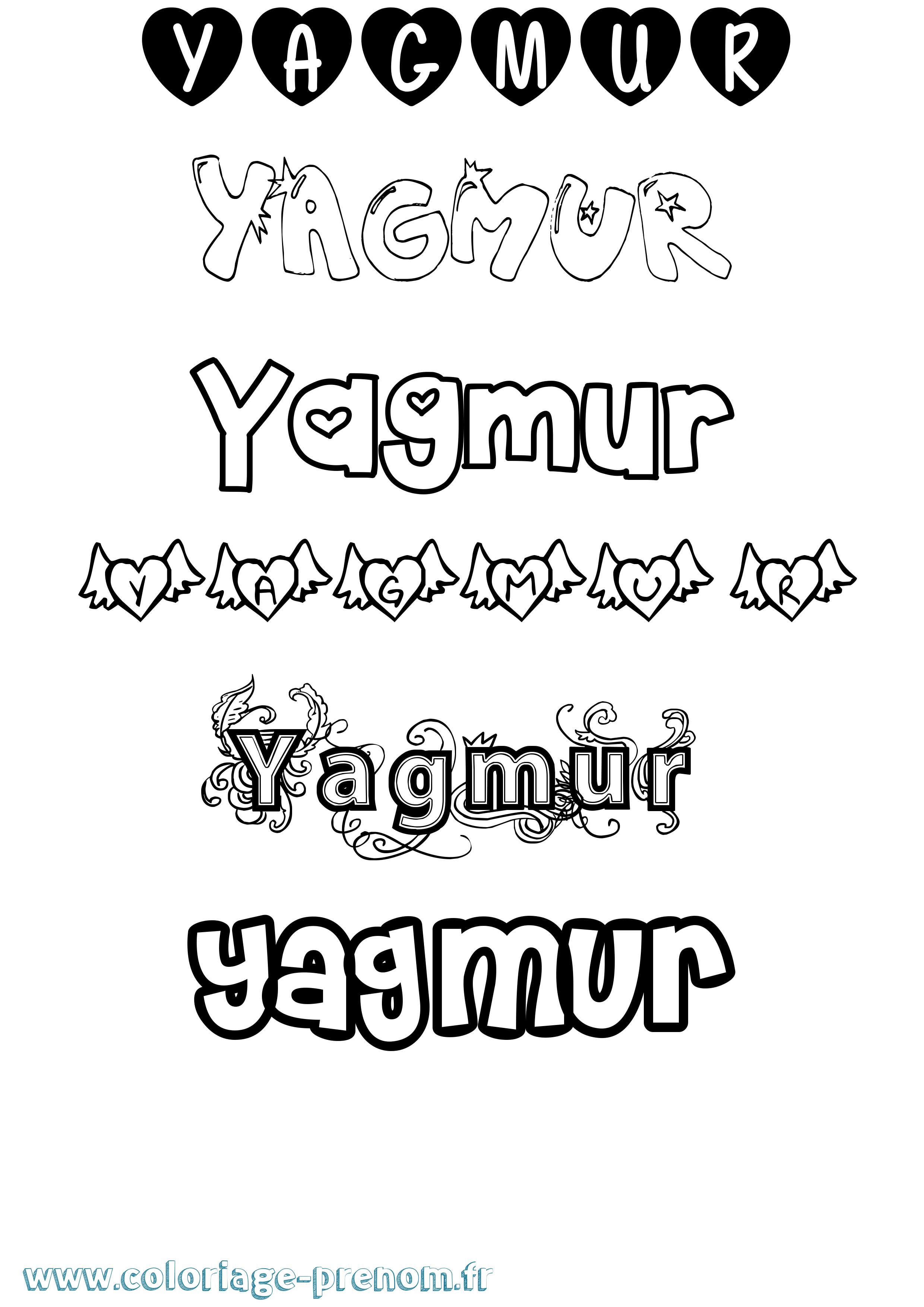 Coloriage Yagmur Girly Coloriage prénom Yagmur Girly