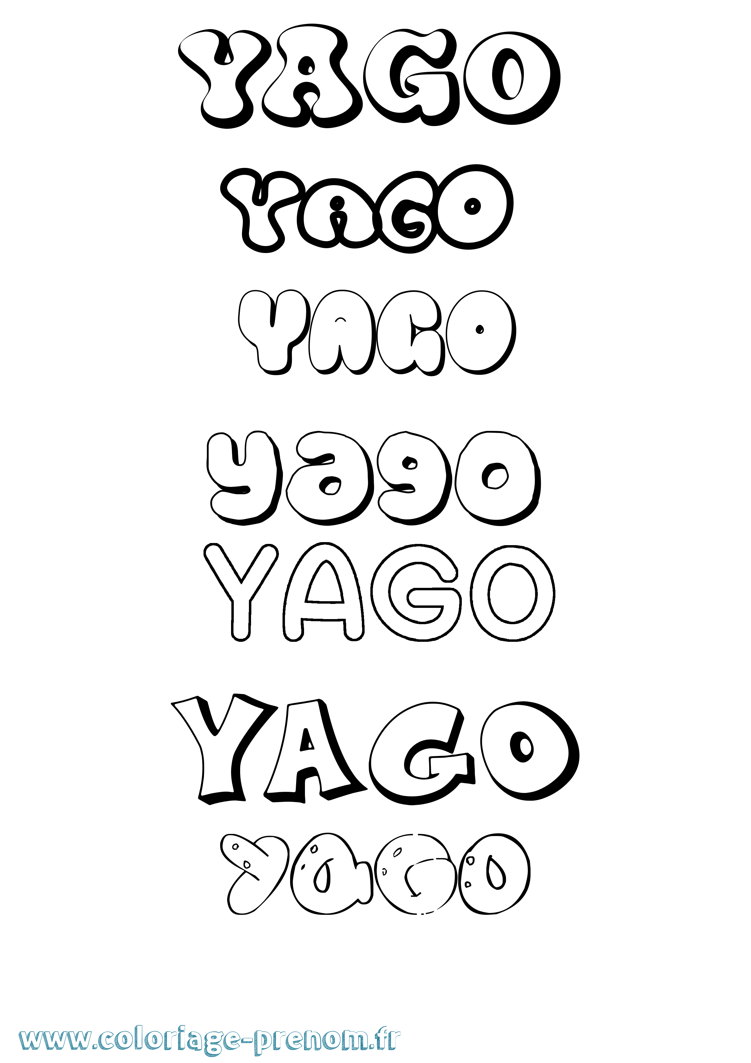 Coloriage Yago Bubble Coloriage prénom Yago Bubble