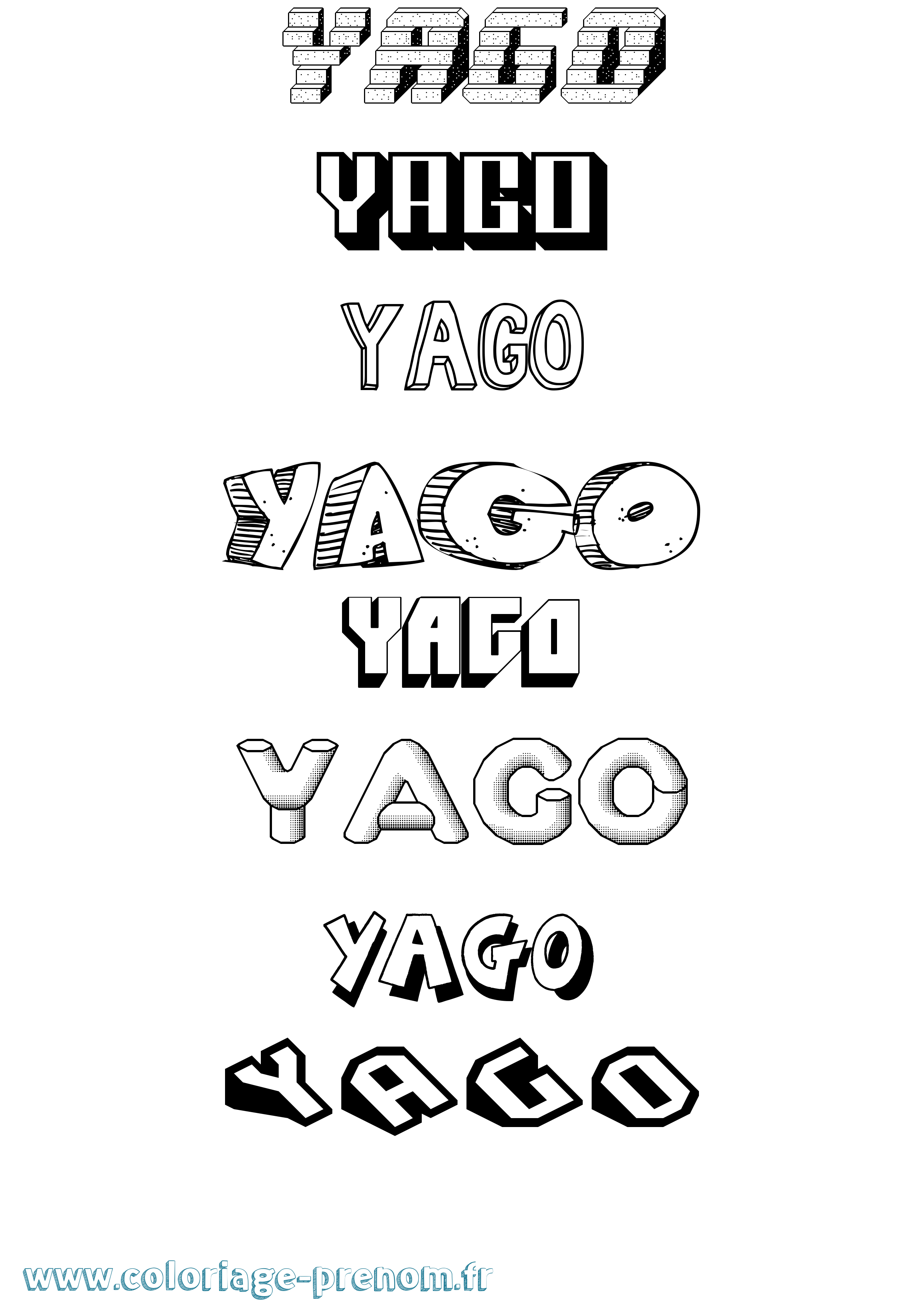 Coloriage Yago Effet 3D Coloriage prénom Yago Effet 3D