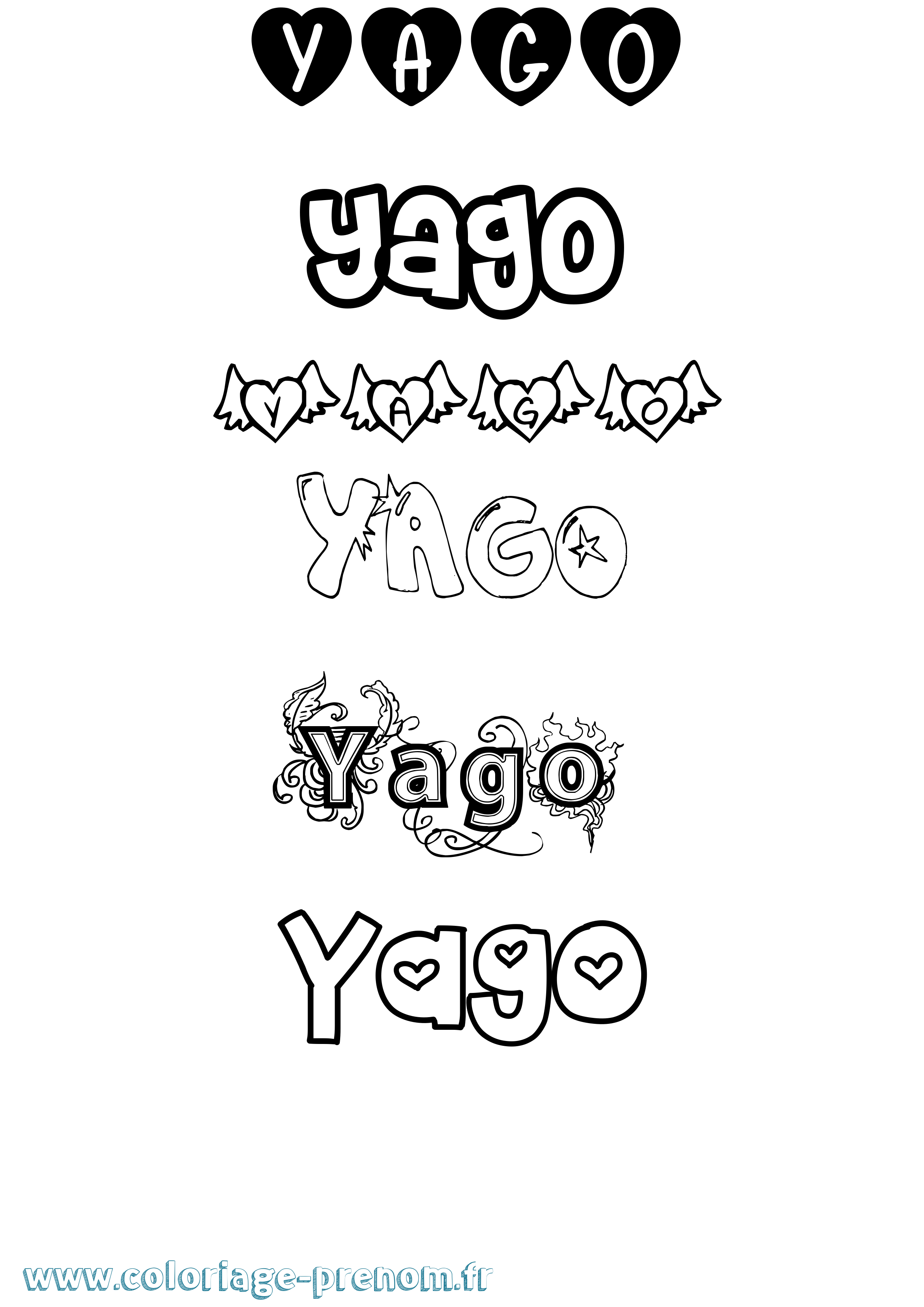 Coloriage Yago Girly Coloriage prénom Yago Girly