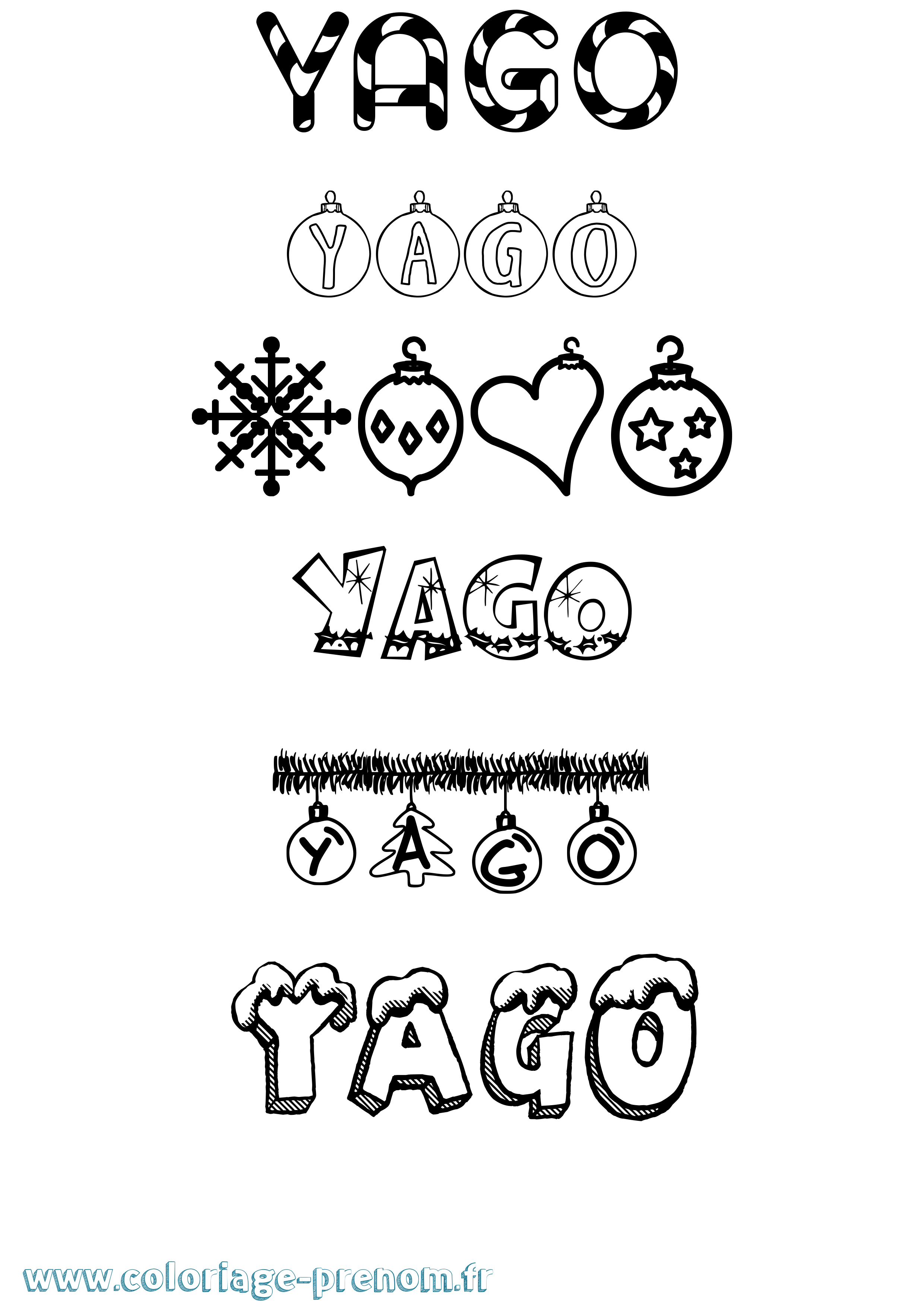 Coloriage Yago Noël Coloriage prénom Yago Noël