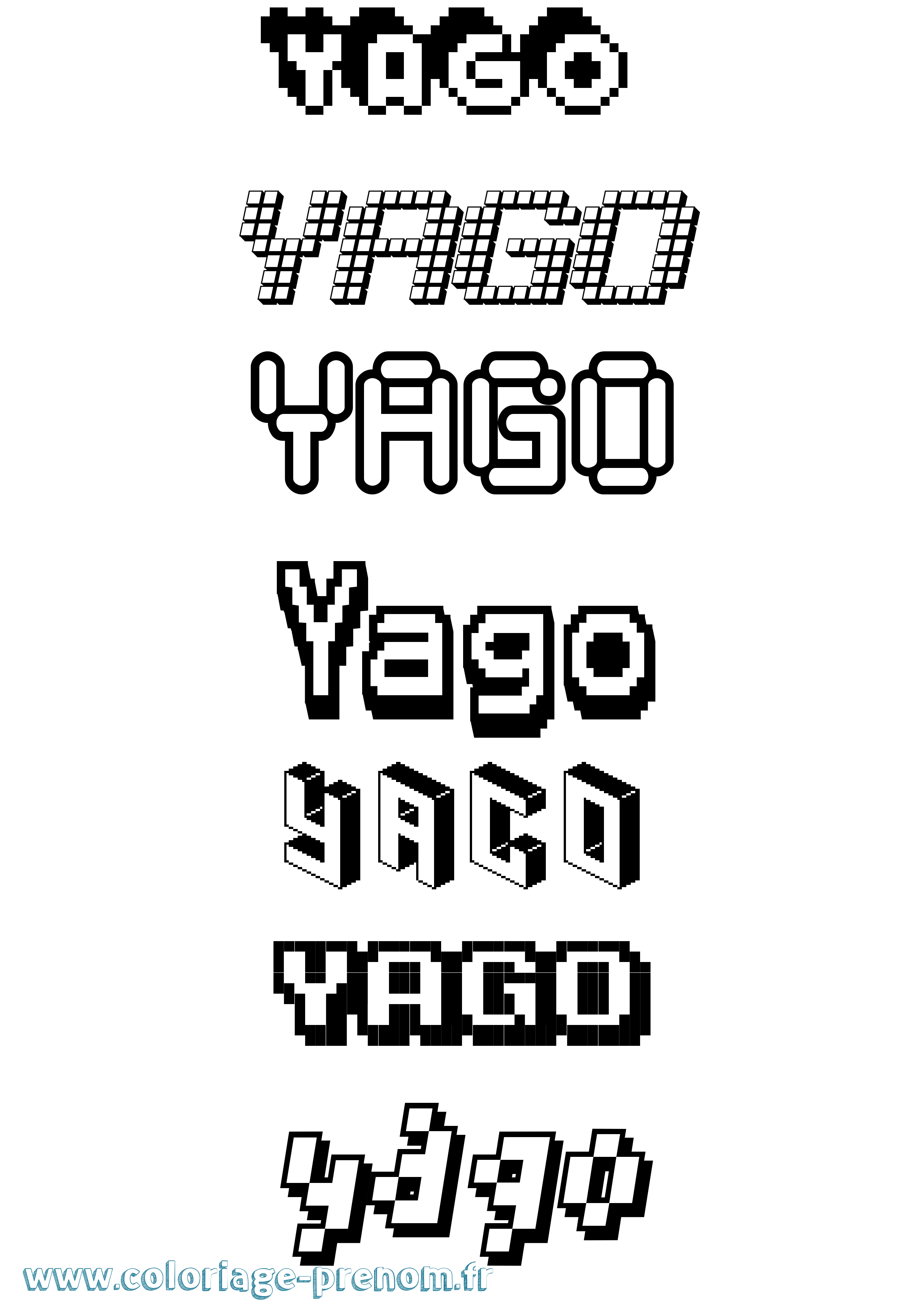 Coloriage Yago Pixel Coloriage prénom Yago Pixel
