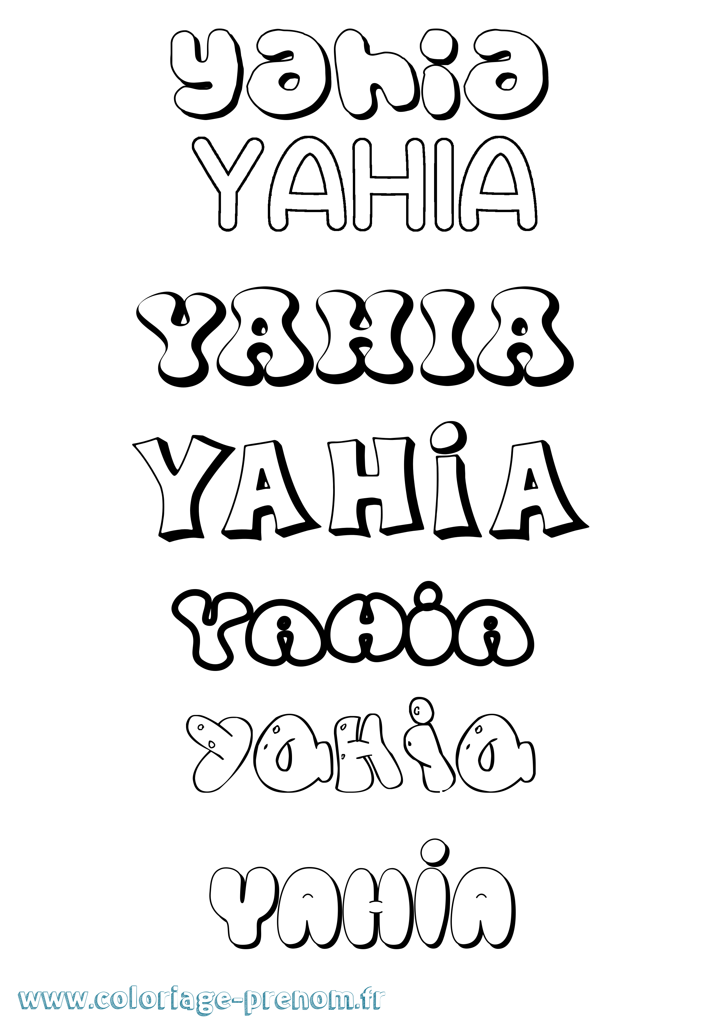 Coloriage Yahia Bubble Coloriage prénom Yahia Bubble