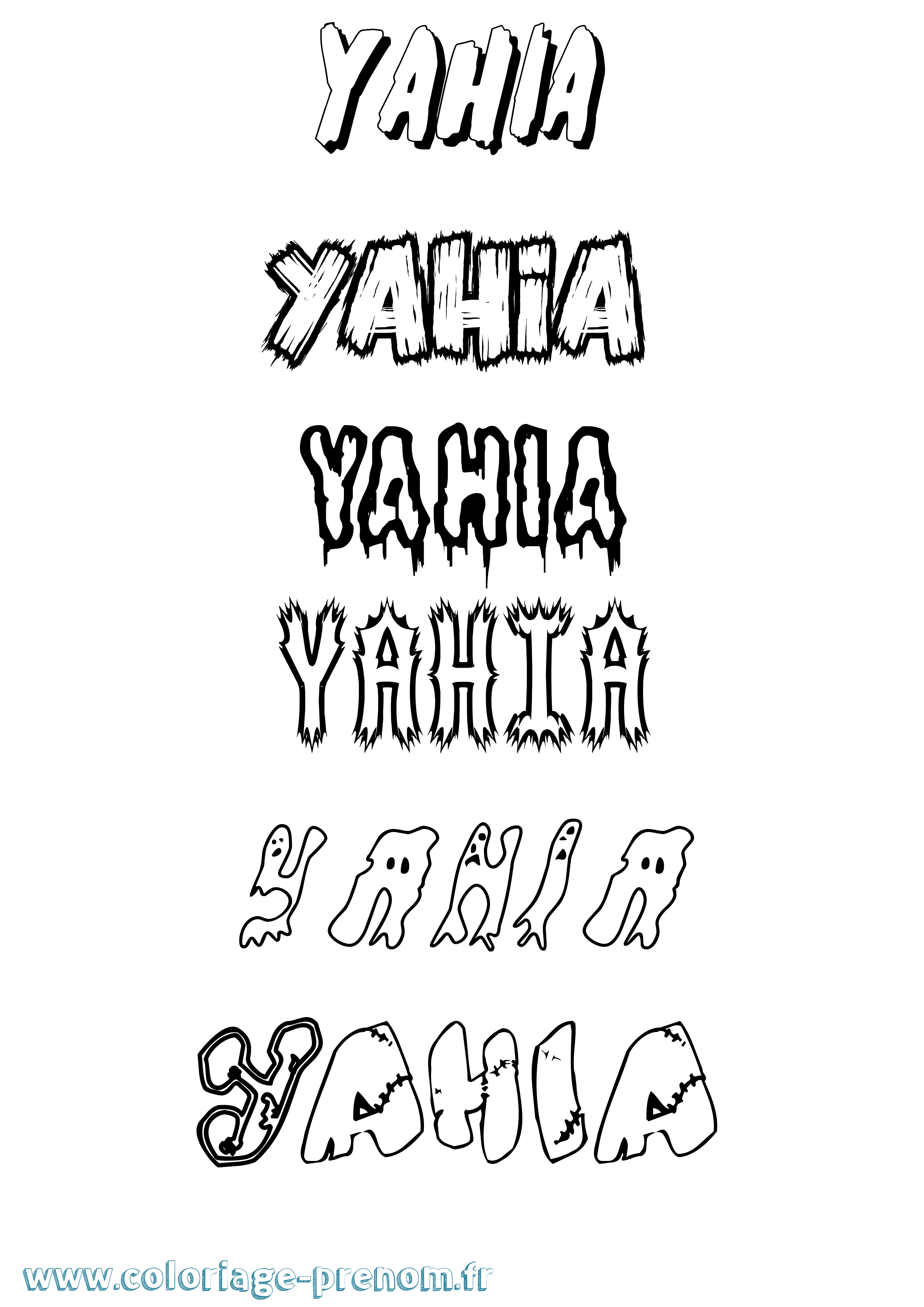 Coloriage Yahia Frisson Coloriage prénom Yahia Frisson