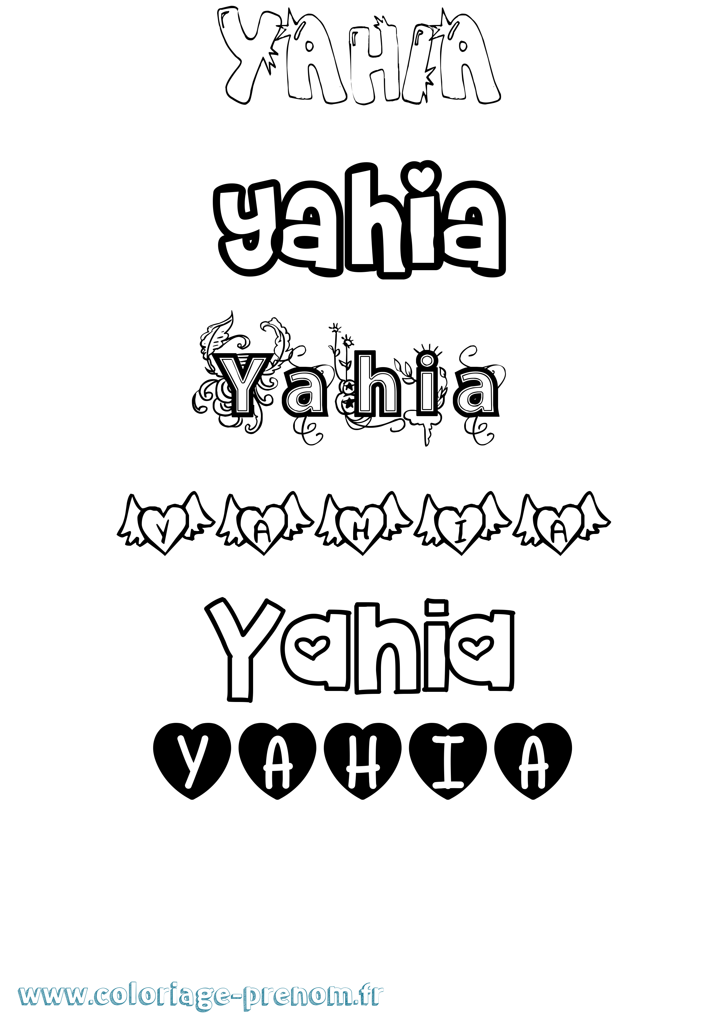 Coloriage Yahia Girly Coloriage prénom Yahia Girly