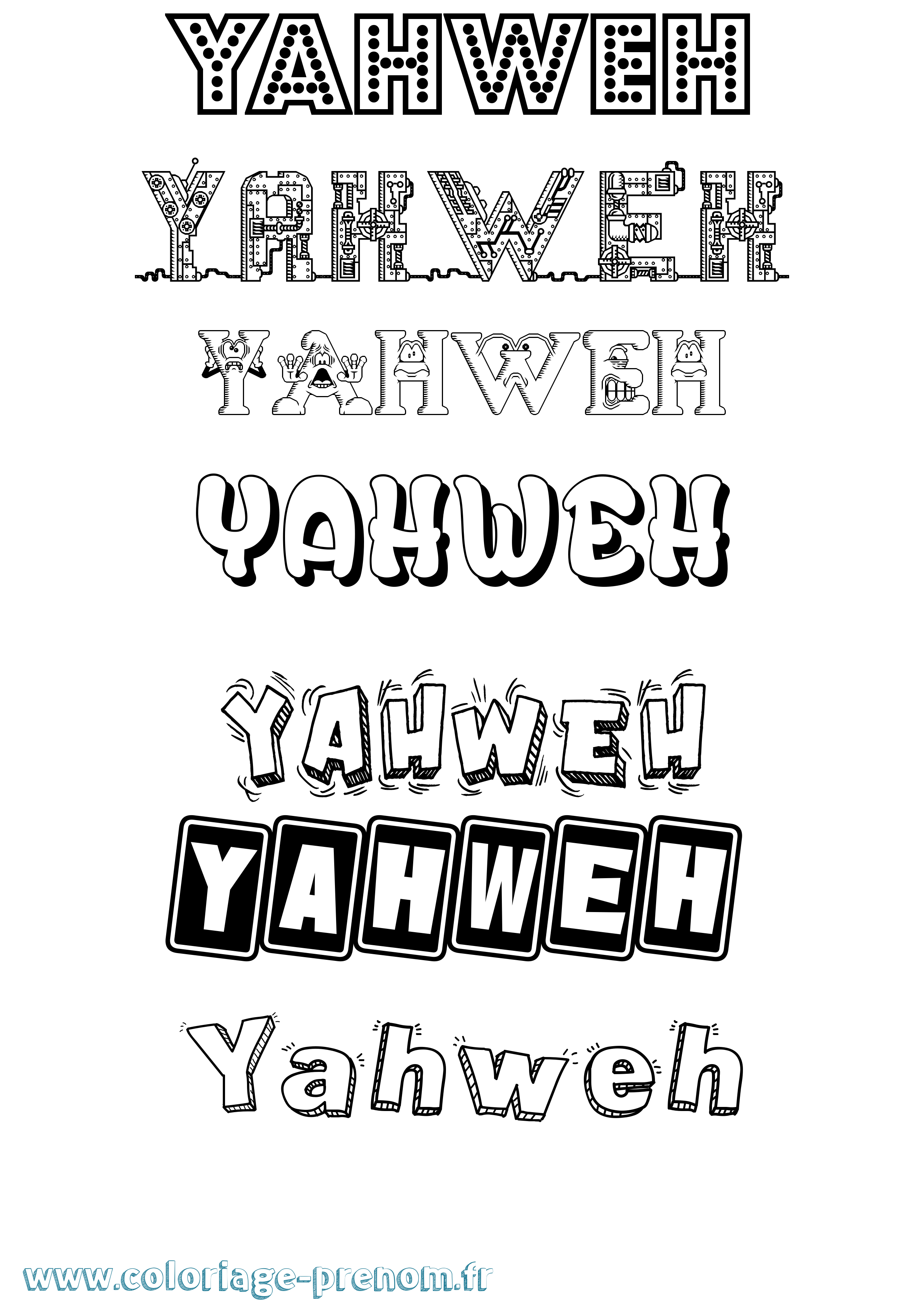 Coloriage Yahweh Fun Coloriage prénom Yahweh Fun
