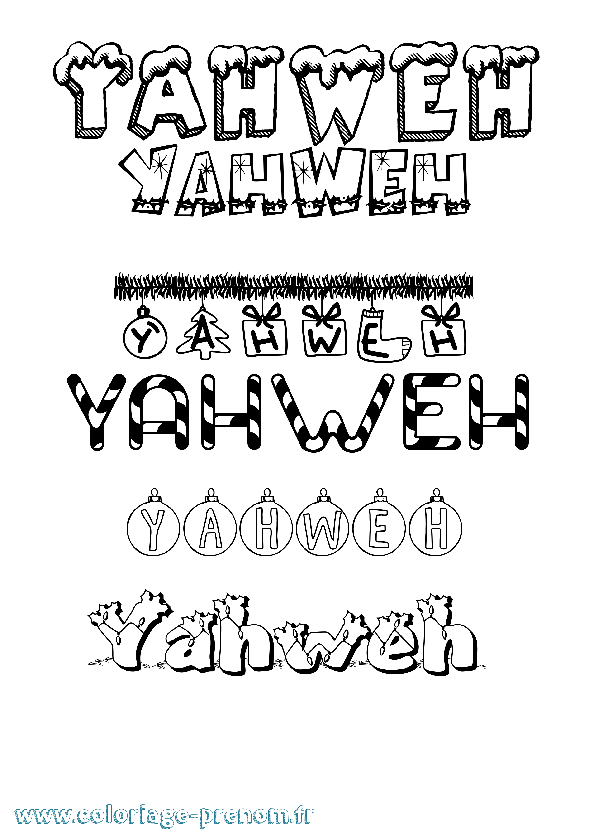 Coloriage Yahweh Noël Coloriage prénom Yahweh Noël