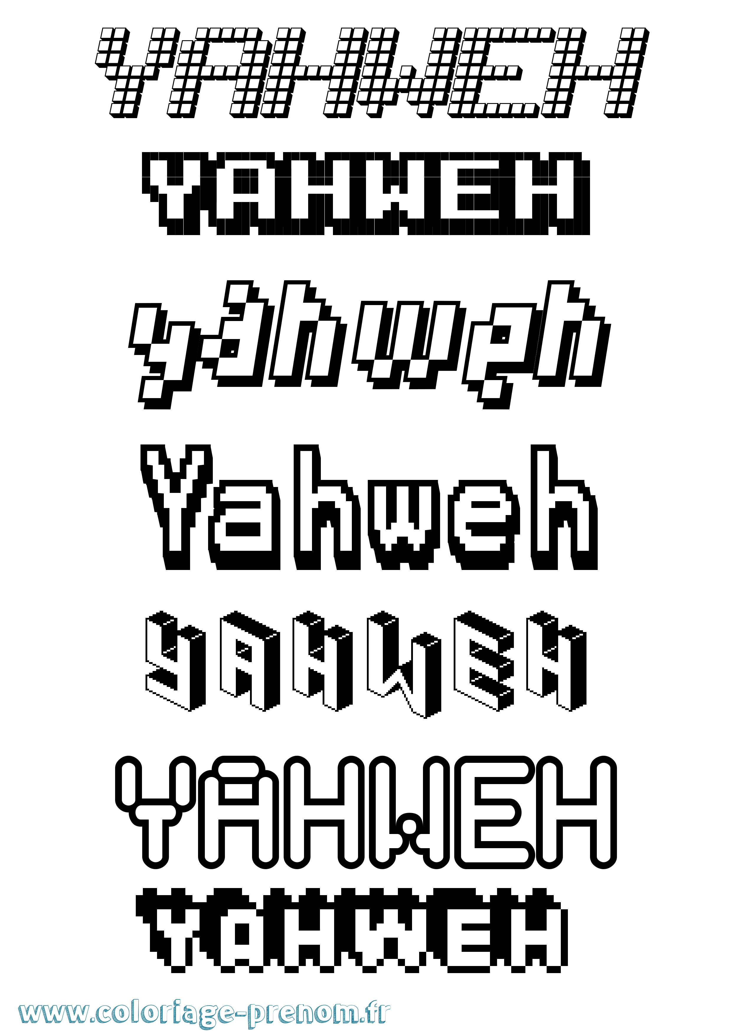 Coloriage Yahweh Pixel Coloriage prénom Yahweh Pixel