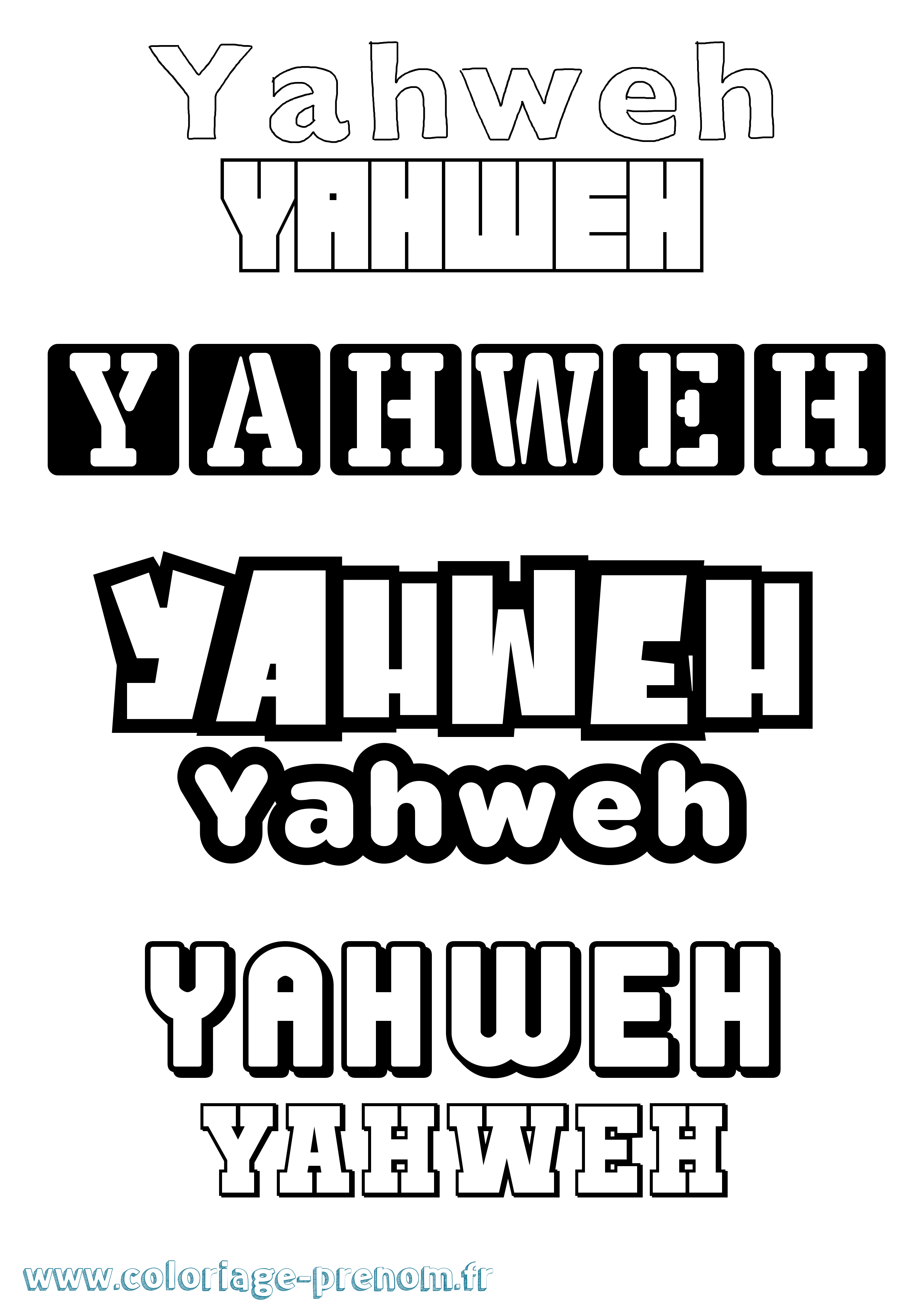 Coloriage Yahweh Simple Coloriage prénom Yahweh Simple