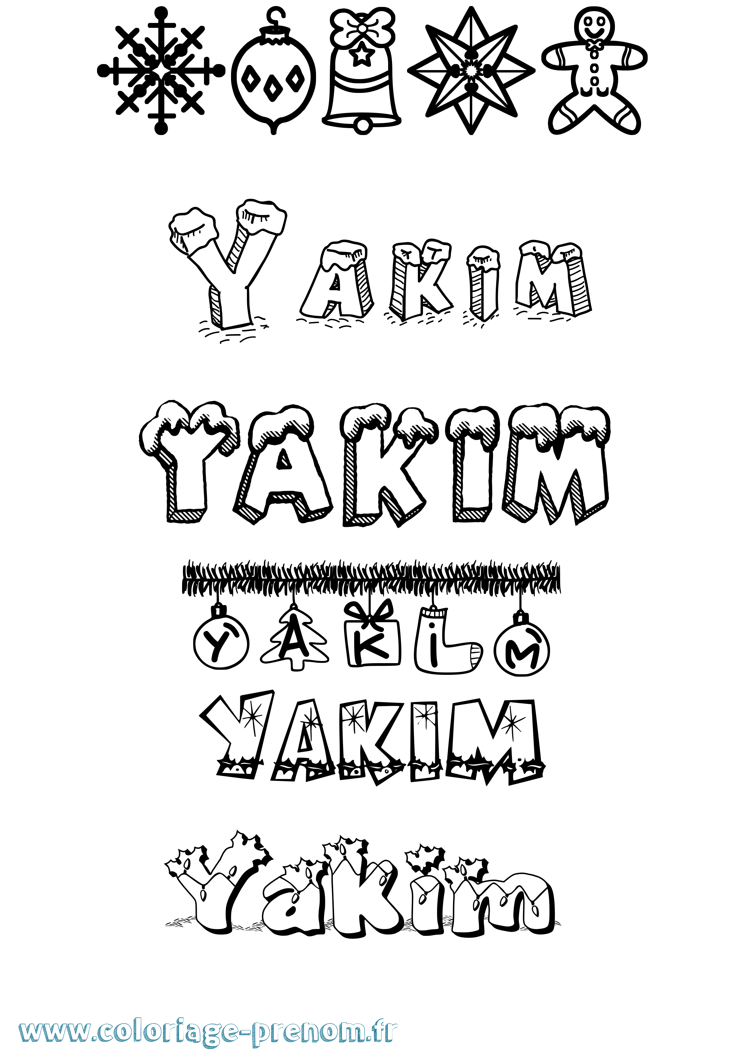 Coloriage Yakim Noël Coloriage prénom Yakim Noël