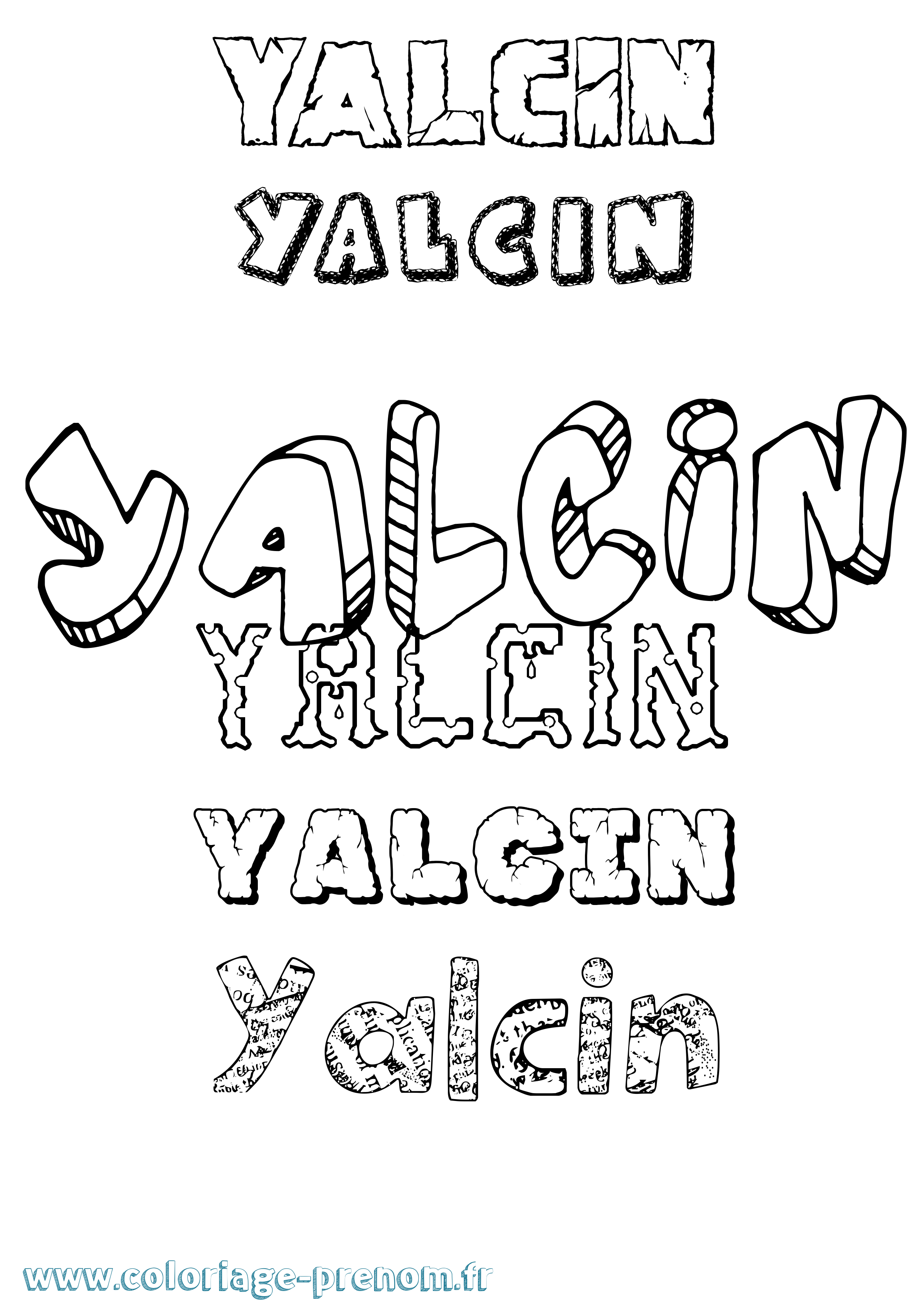 Coloriage Yalcin Destructuré Coloriage prénom Yalcin Destructuré