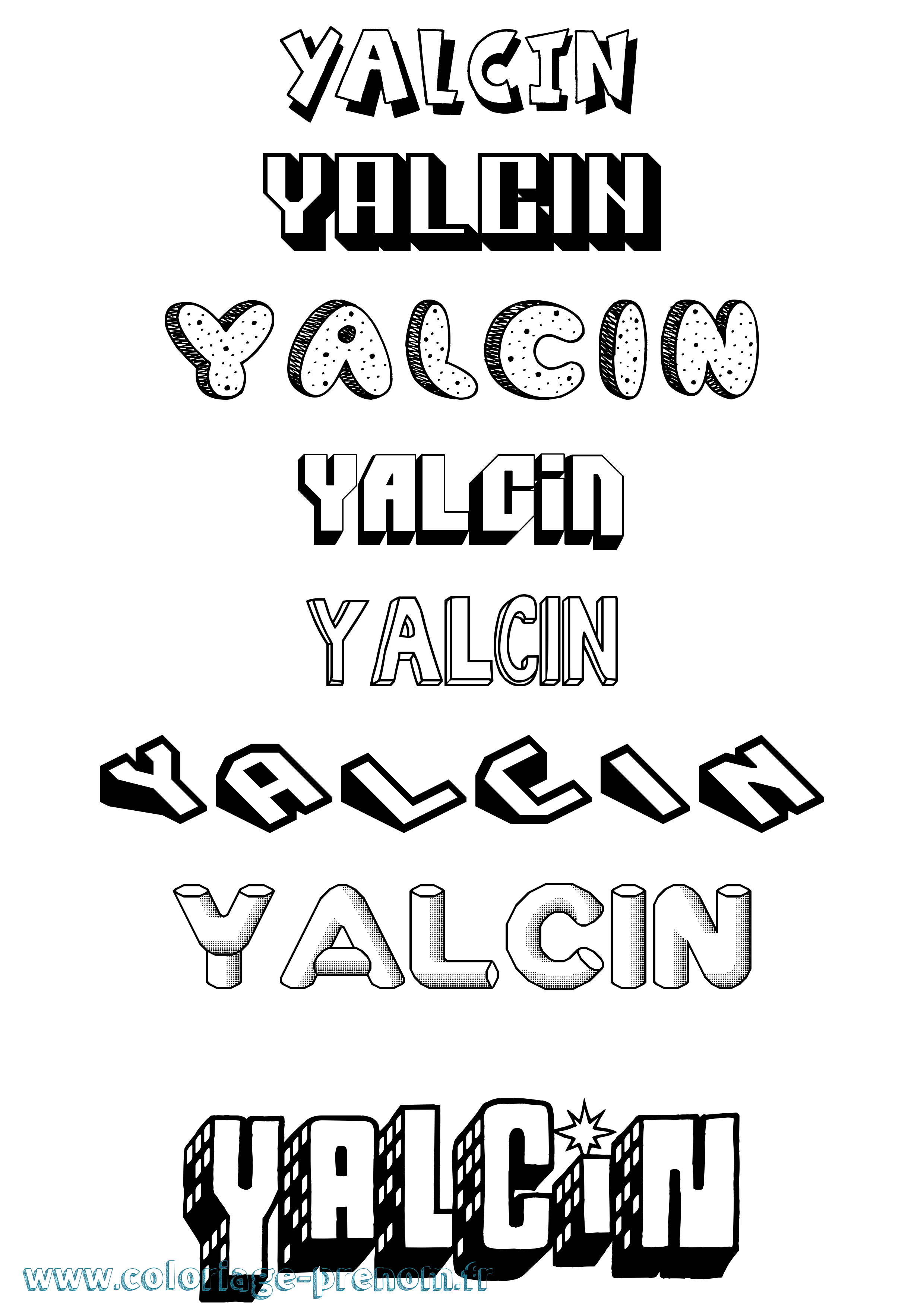 Coloriage Yalcin Effet 3D Coloriage prénom Yalcin Effet 3D