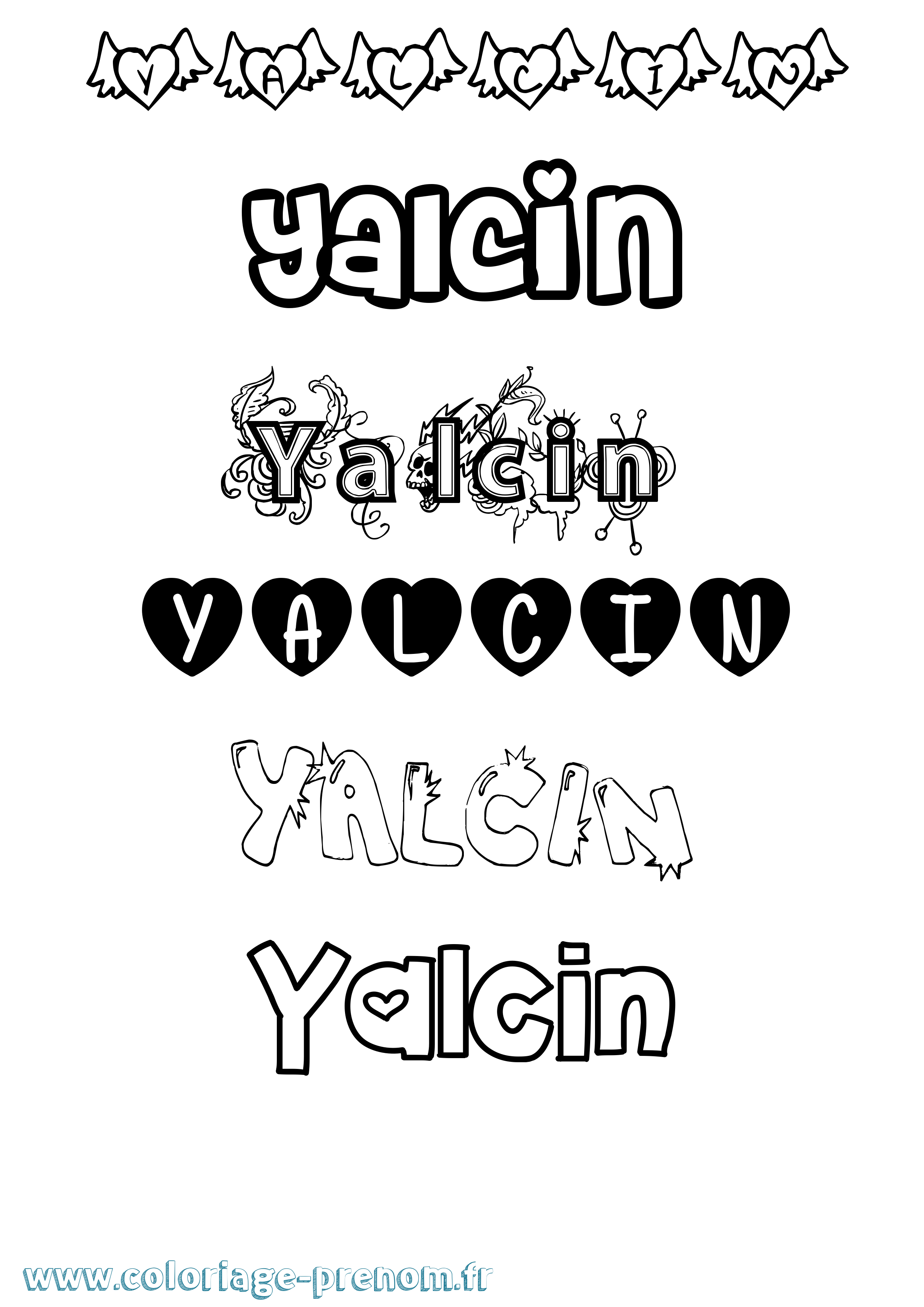 Coloriage Yalcin Girly Coloriage prénom Yalcin Girly