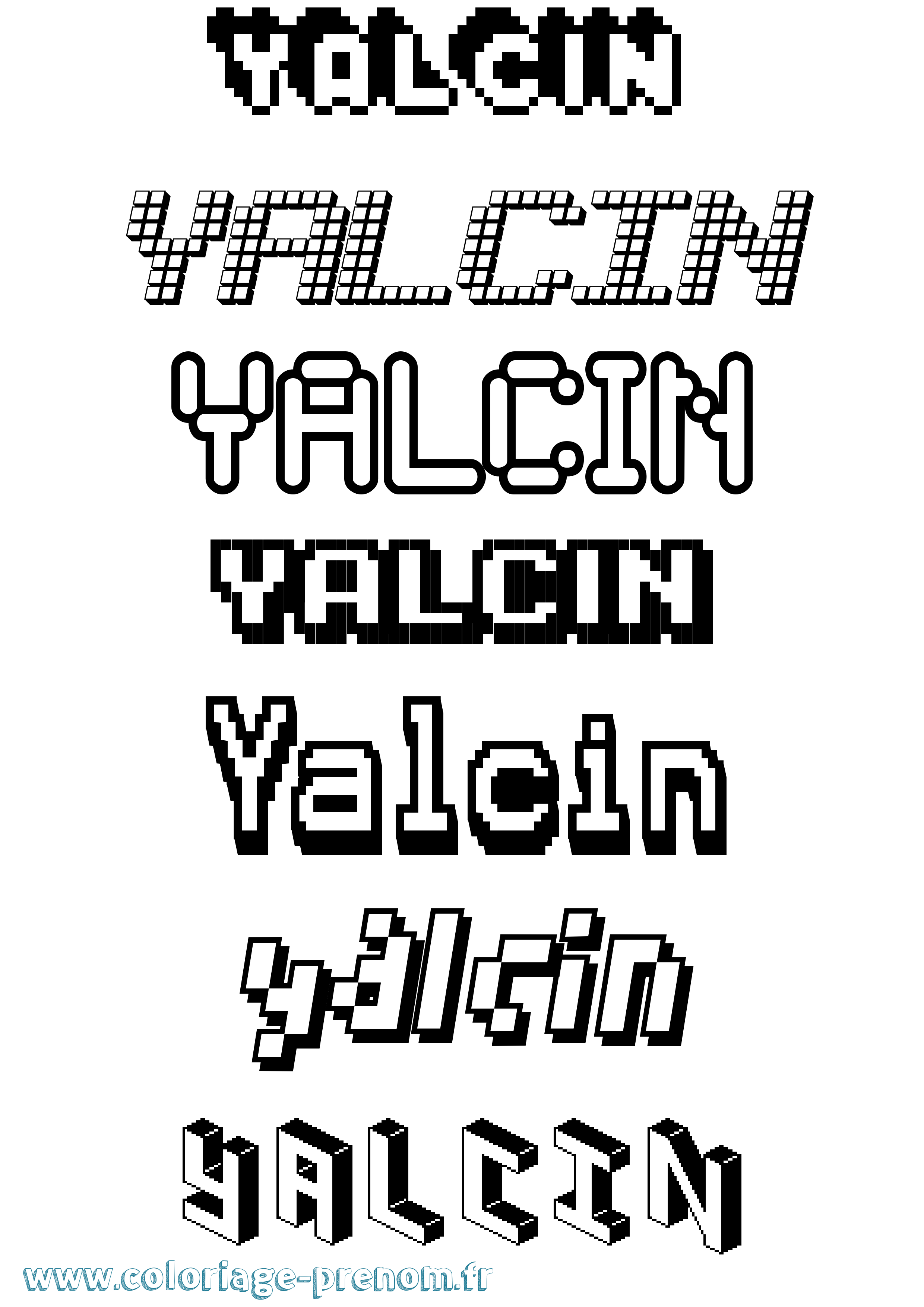 Coloriage Yalcin Pixel Coloriage prénom Yalcin Pixel